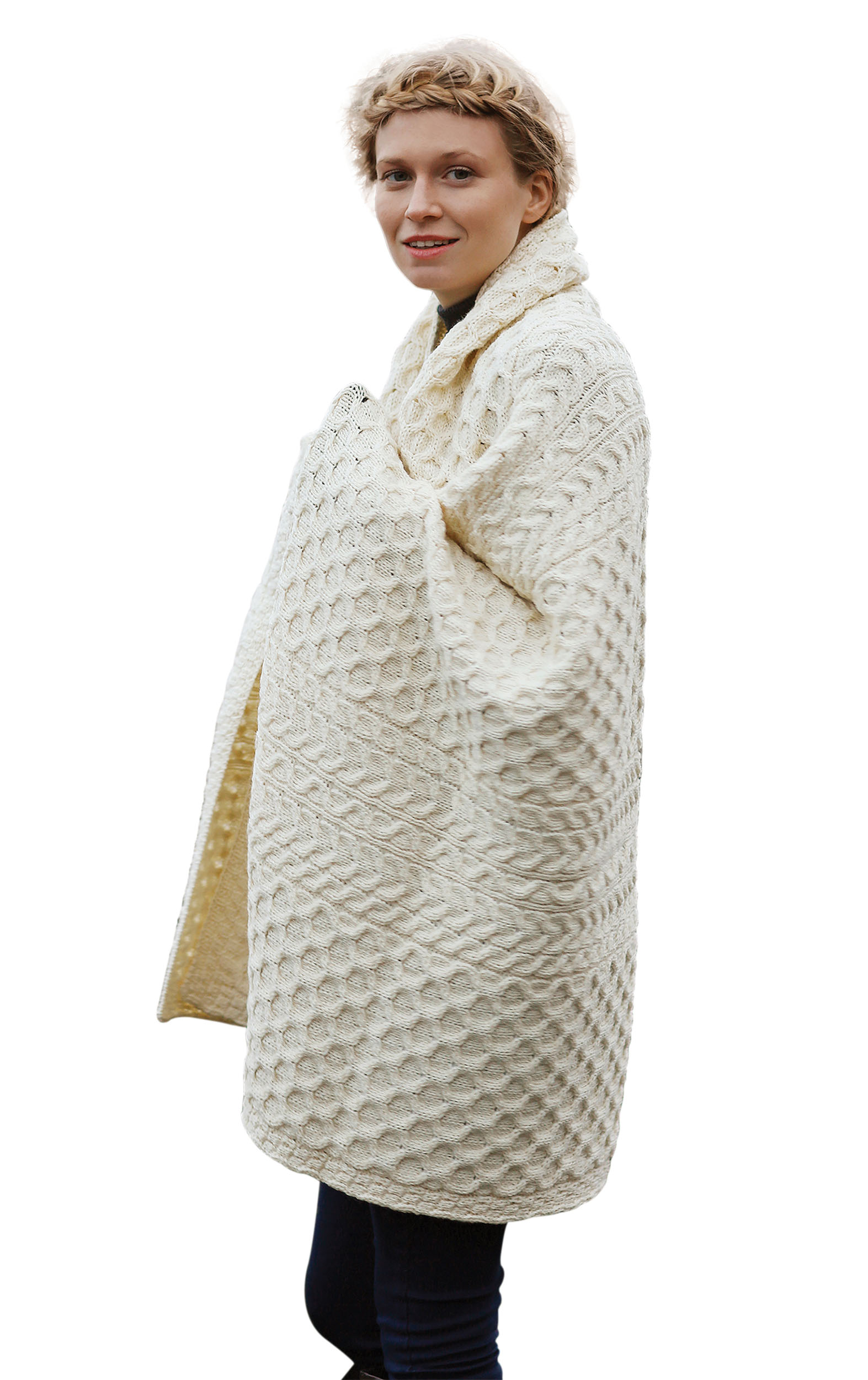 Irish Wool Blanket Knit Throw Merino Wool Breathable Soft 58