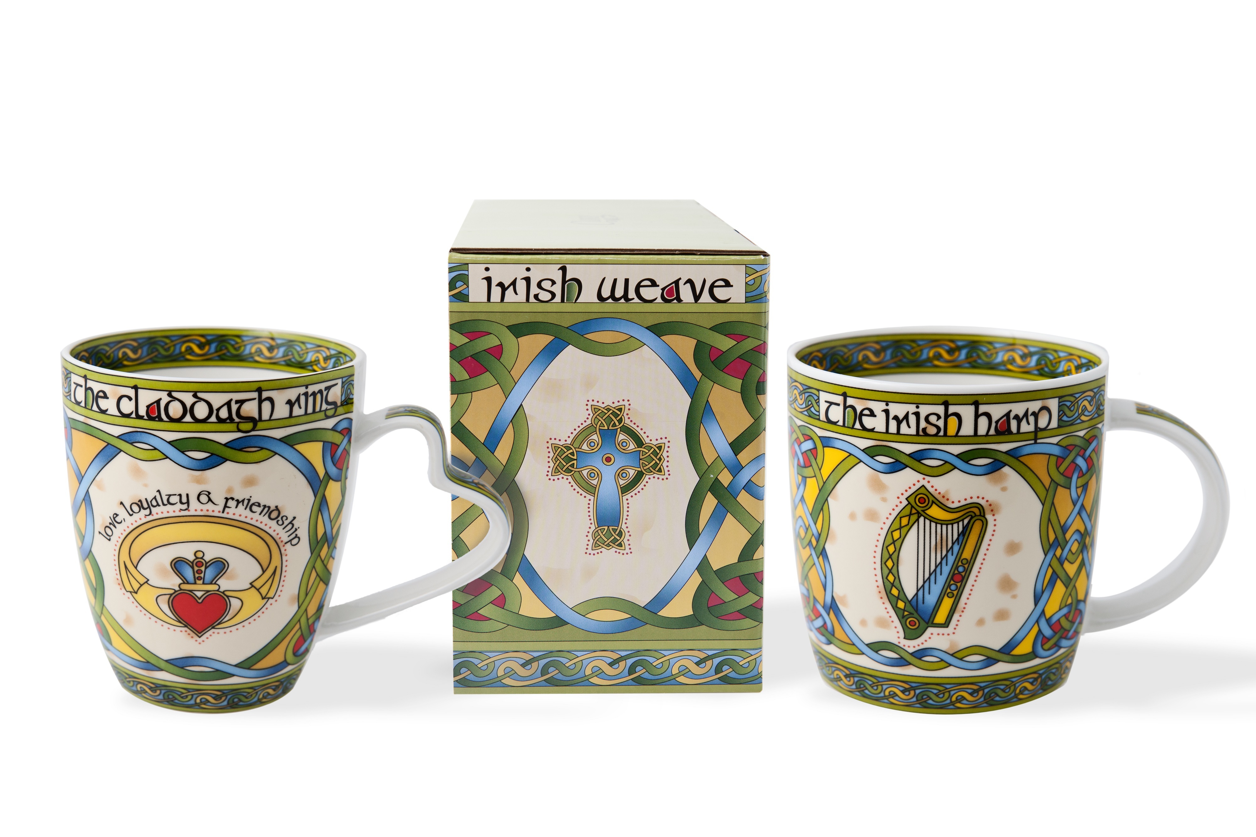 Irish Claddagh and Harp Mug Set With Gift Box
