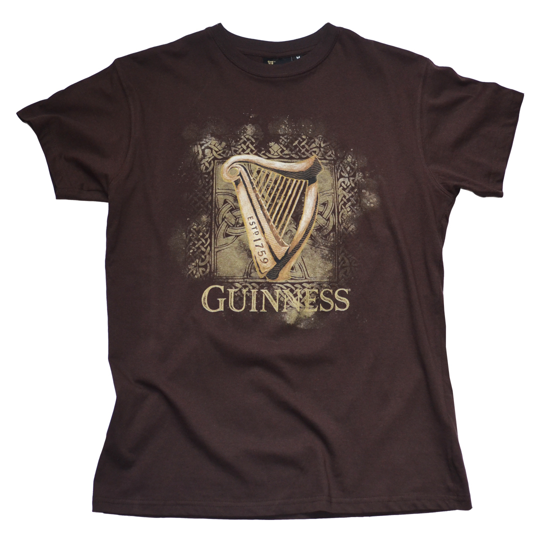 Guinness Men's T-shirt Brown Crew Neck Harp Logo Pullover Style 100% Cotton - Picture 2 of 2