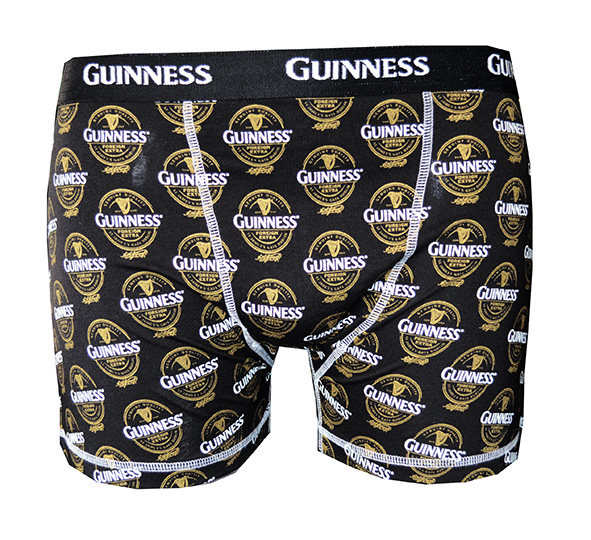 Boxer Short Black Guinness Label, Cotton, Elastic Waist, Machine Washable