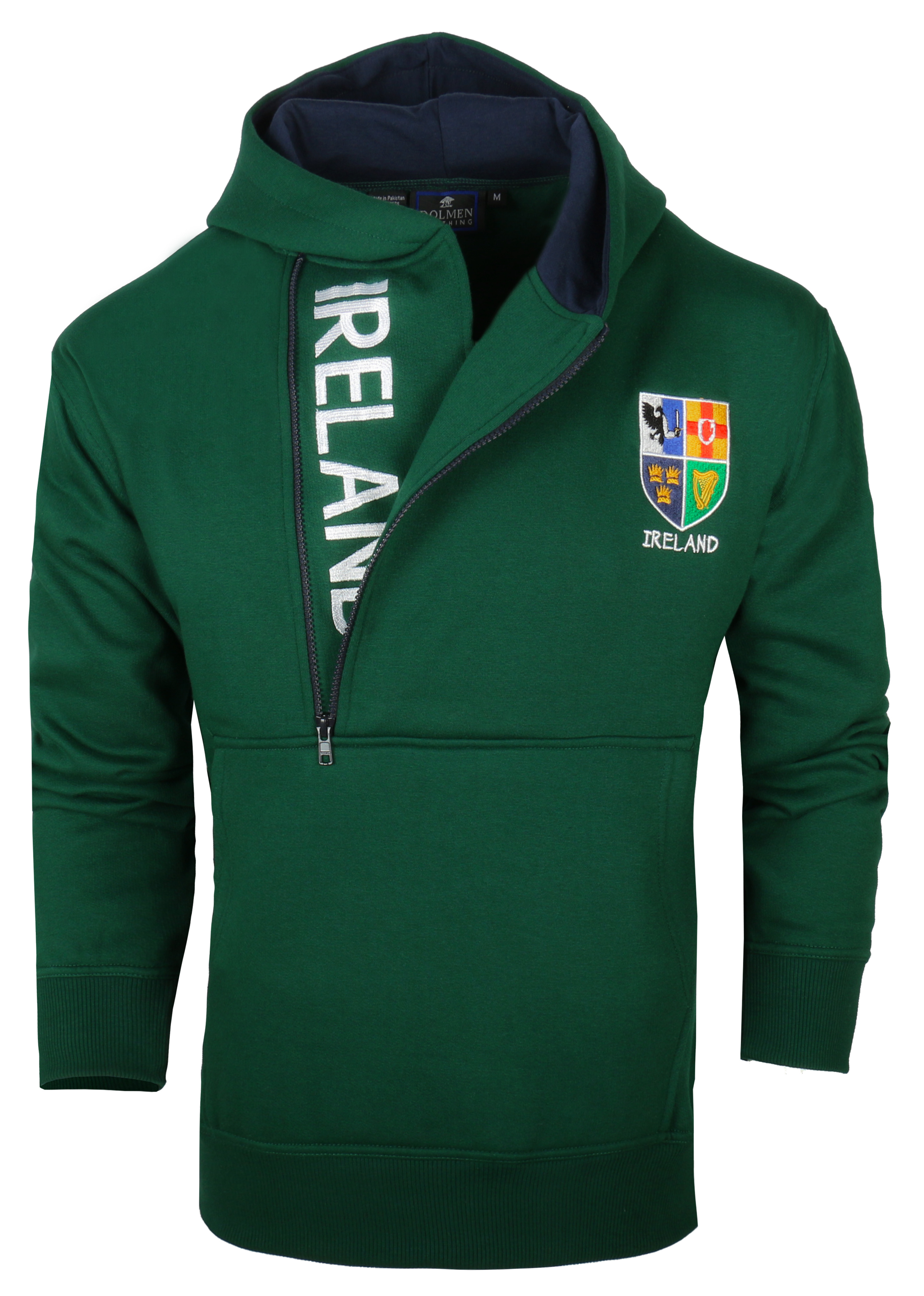 Men's Half Zip Hoodie Blue Green Hooded Sweatshirt Sizes XS S M L XL