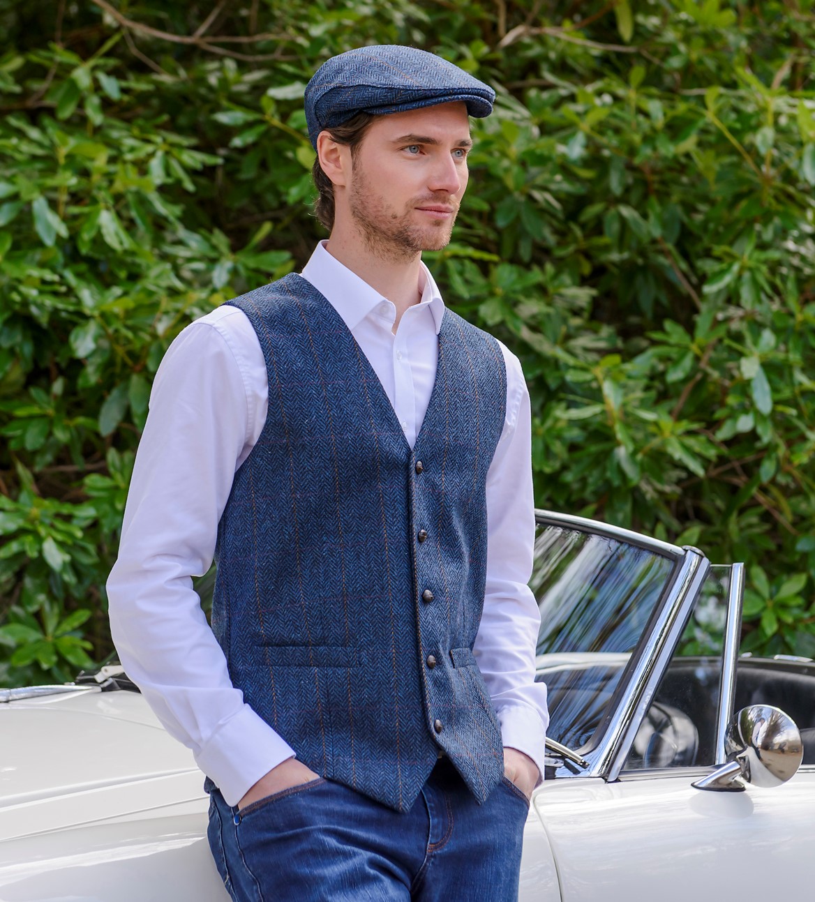 Mucros Weavers Irish Trinity Flat Cap, Irish Hat for Men, Men’s Newsboy Cap Blue