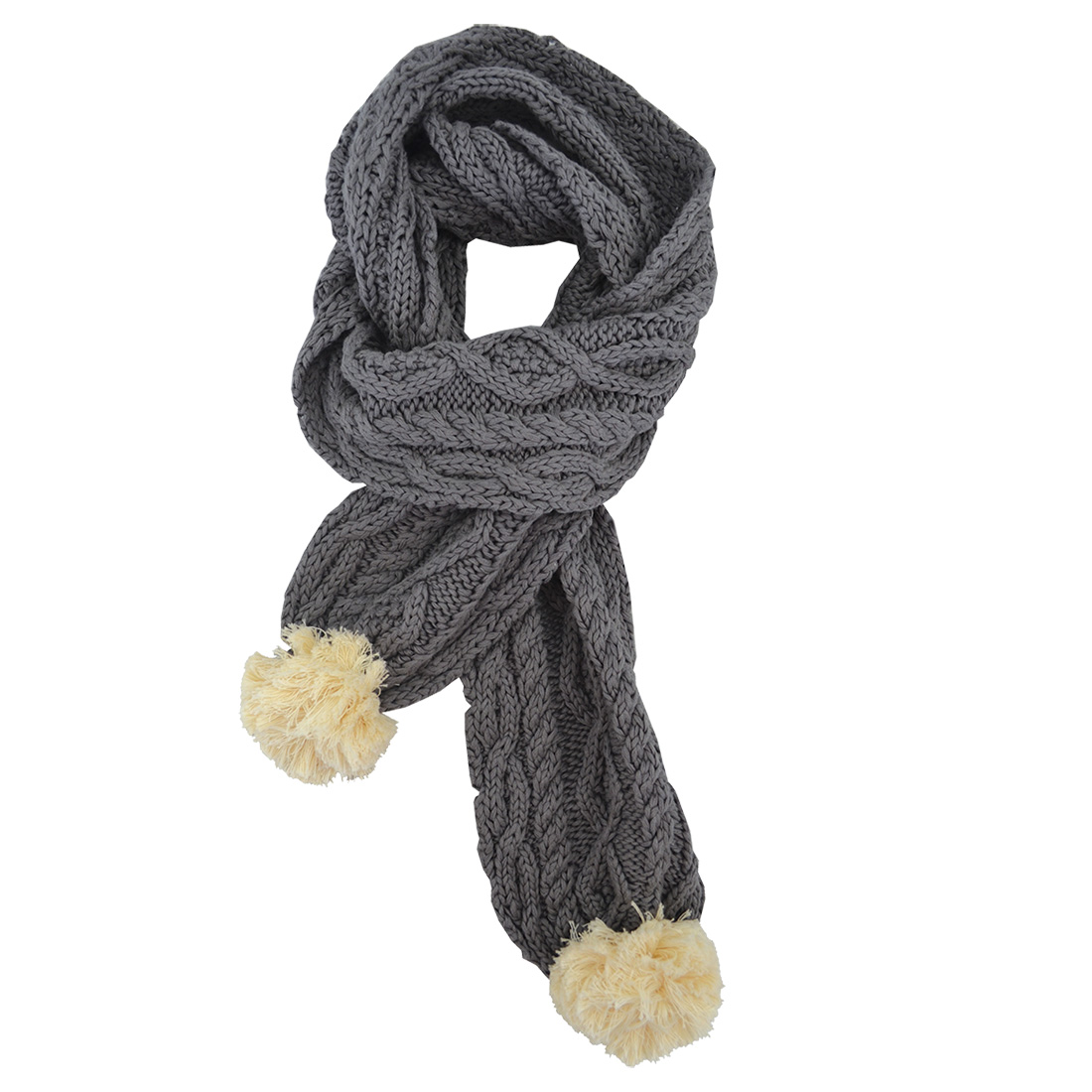 Aran Pom Pom Scarf Patrick Francis Irish 65.5 inches in length Acrylic Cotton