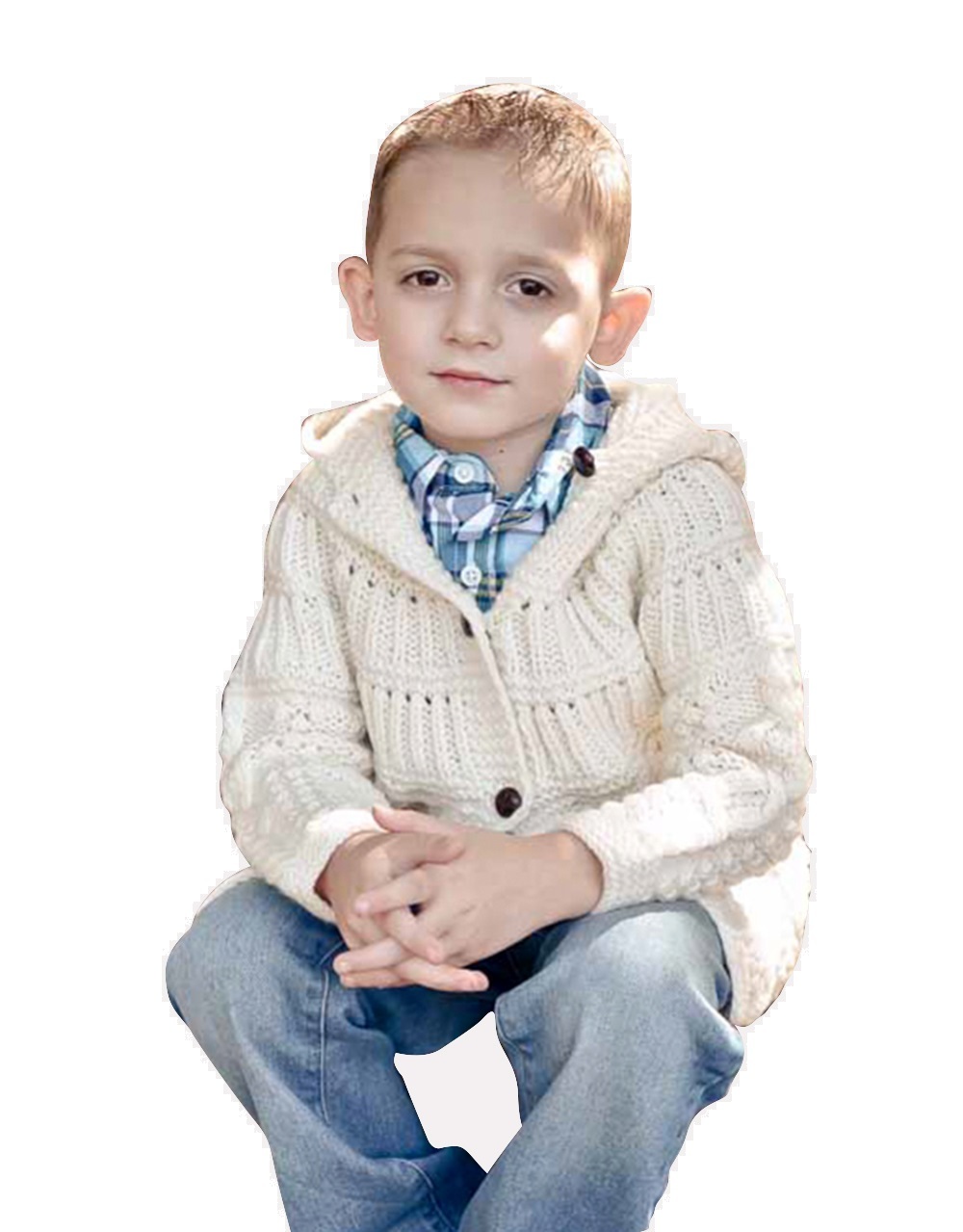 Kids Wool Cardigan Irish Hooded Sweater Kangaroo Pockets Button front Unisex