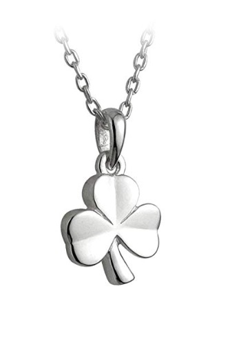 Girl's Sterling Silver Necklace Shamrock Pendant Irish Luck Gift 10mm x 9mm