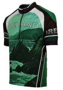 Mens T-Shirt Wild Atlantic Ireland Cycling Jersey, 100% Polyester
