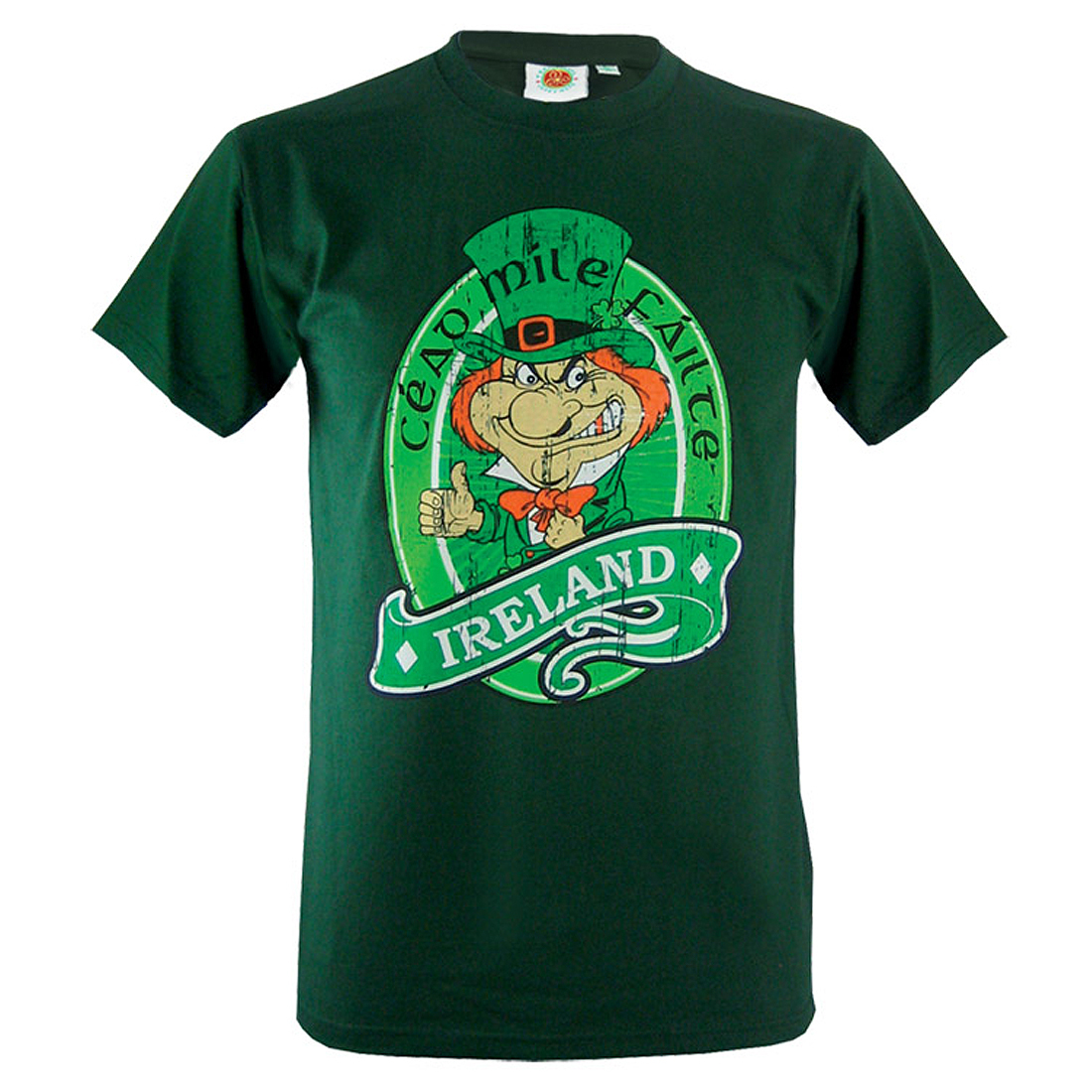 Unisex T-Shirt Bottle Green Cead Mile Failte Leprechaun Cotton Irish Funny Tee