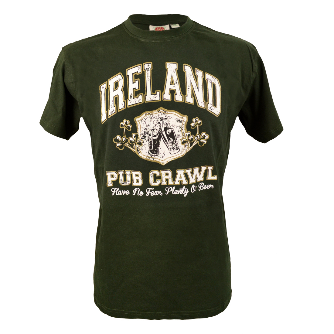 Traditional Craft 100% Cotton Ireland Beer Pint T-Shirt for Men, Short Sleeves