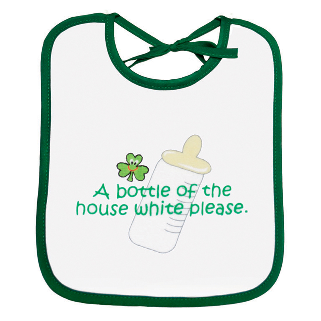 White Green Baby Bib A Bottle of House White Bib 100% Cotton