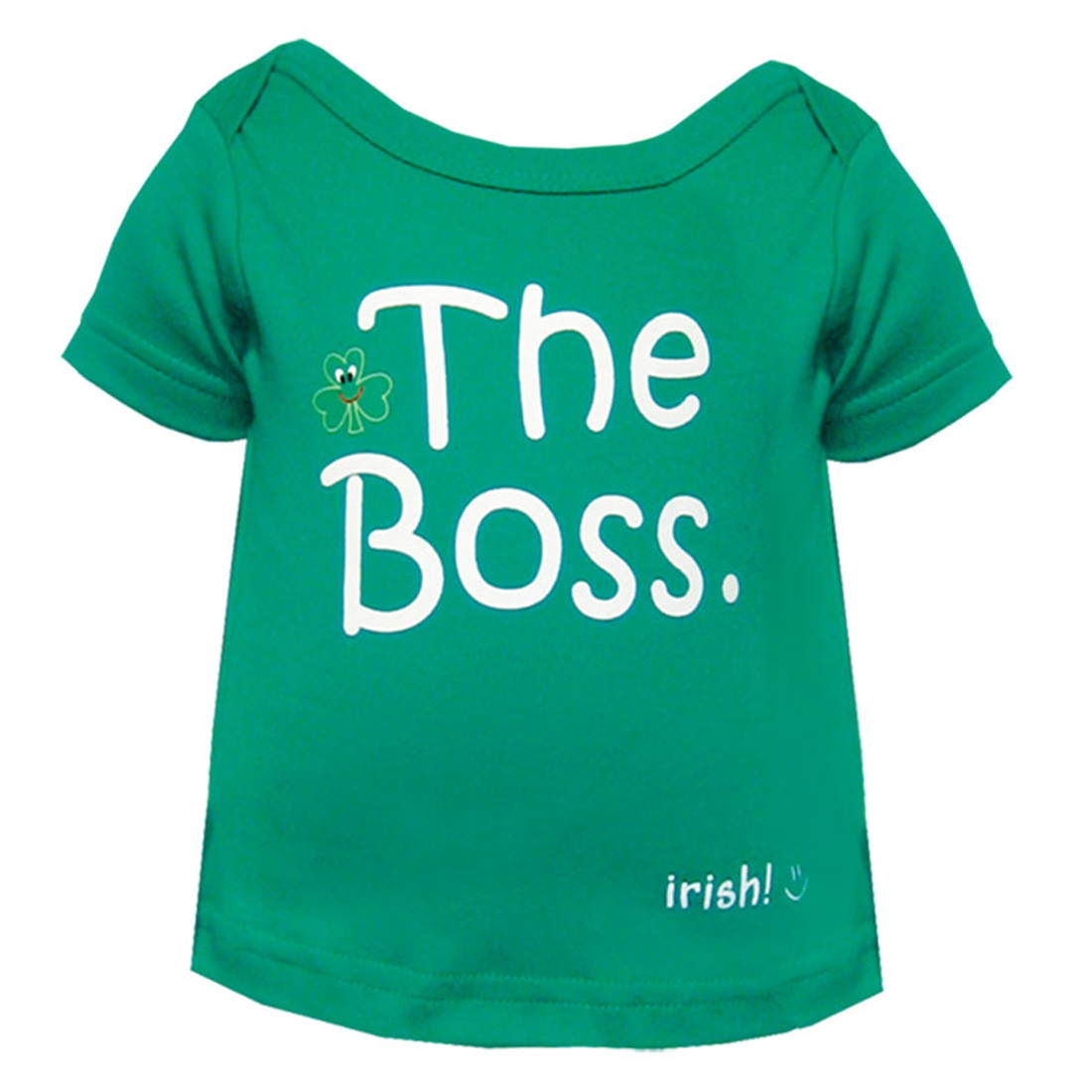 Irish Baby Boy T-Shirt Green Short Sleeves The Boss Tee for St. Patrick's Day - Picture 2 of 4