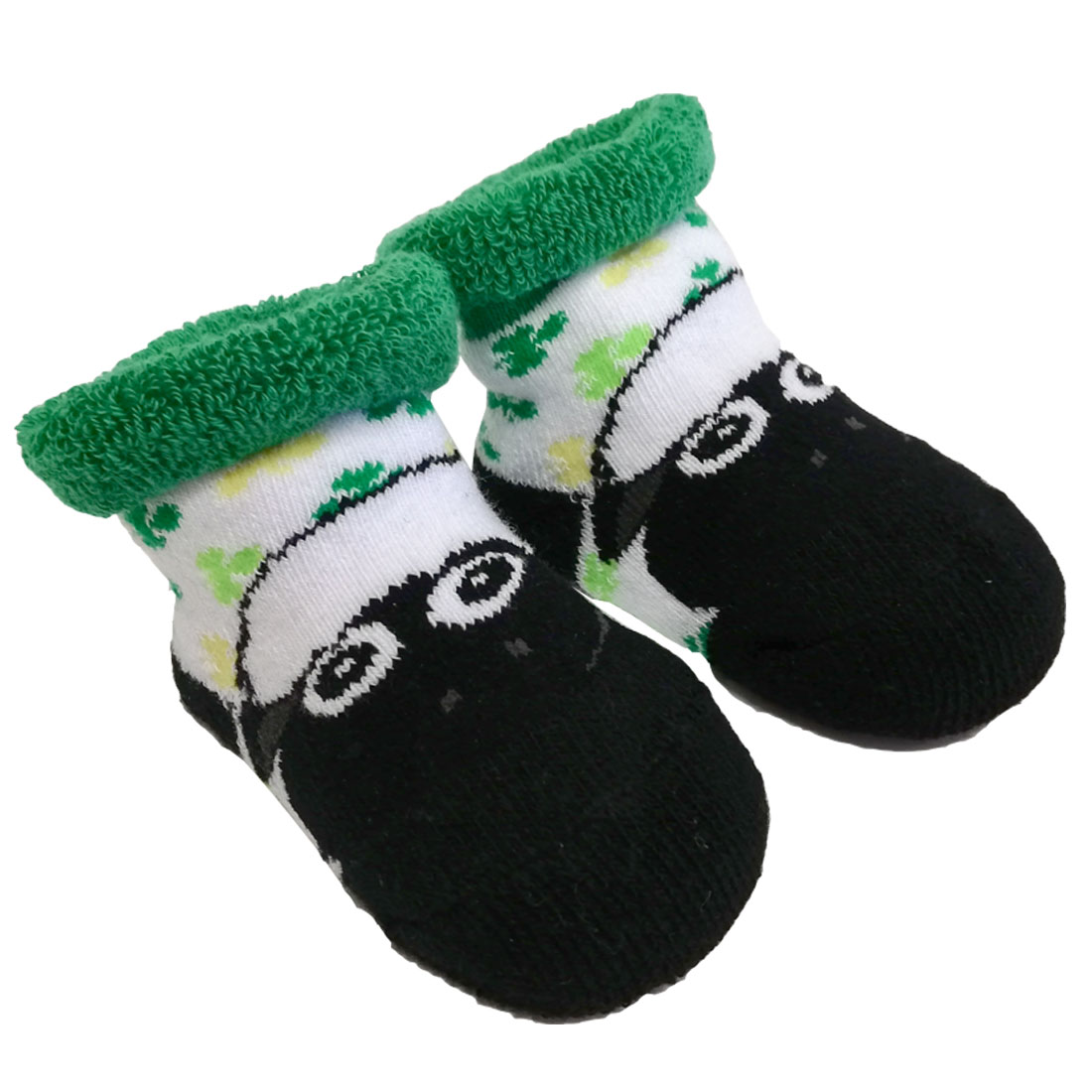 Baby Socks White Green Shamrock Sheep