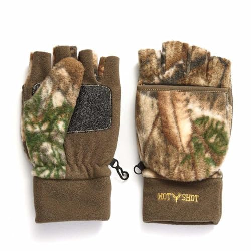 HOT SHOT Men’s Camo Bulls-Eye Fleece Pop-Top Mittens – Realtree - Picture 3 of 3