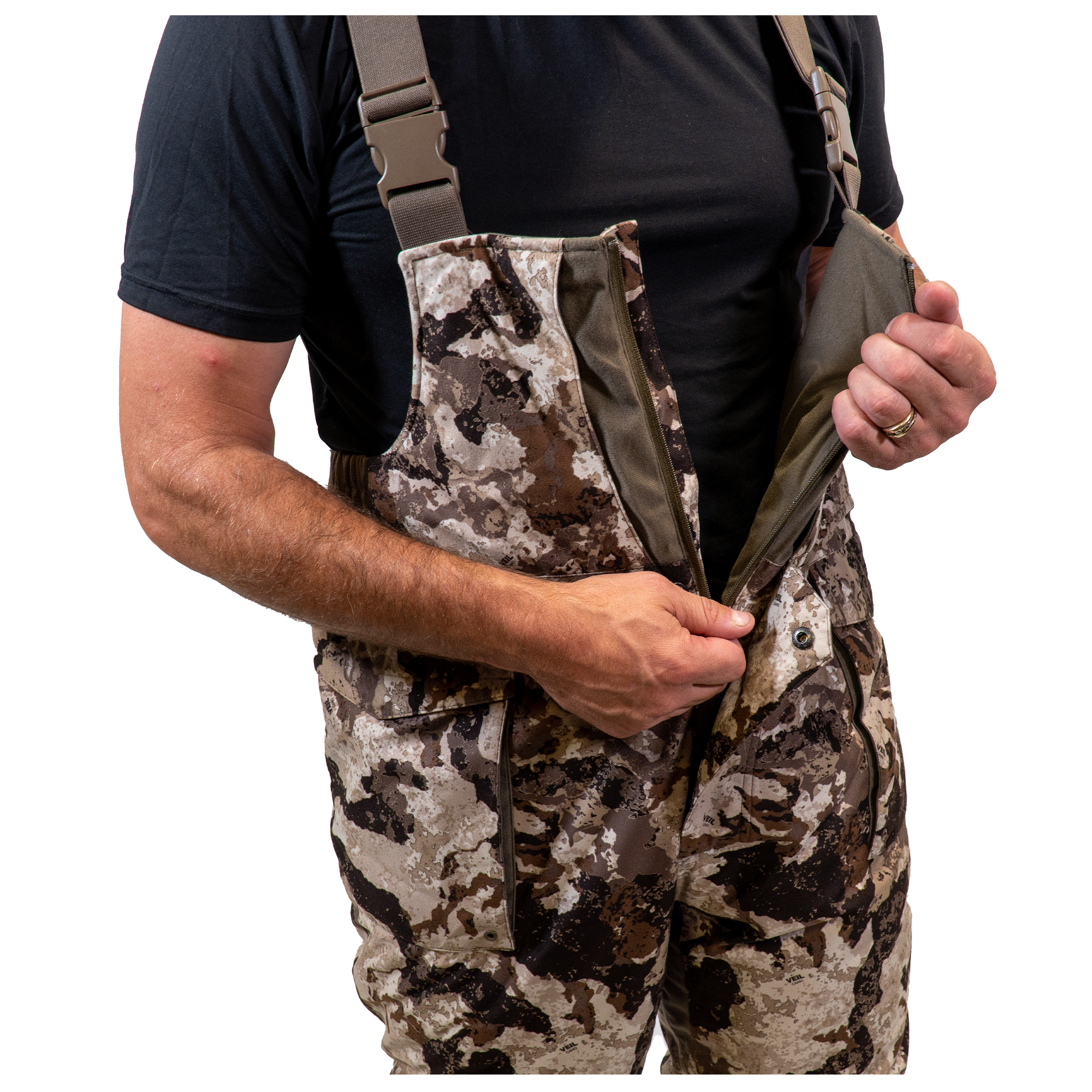 HOT SHOT Men's Camo Softshell Hunting Bib Overalls - Water Resistant, Windproof, Fleece Lined 4-Way Stretch