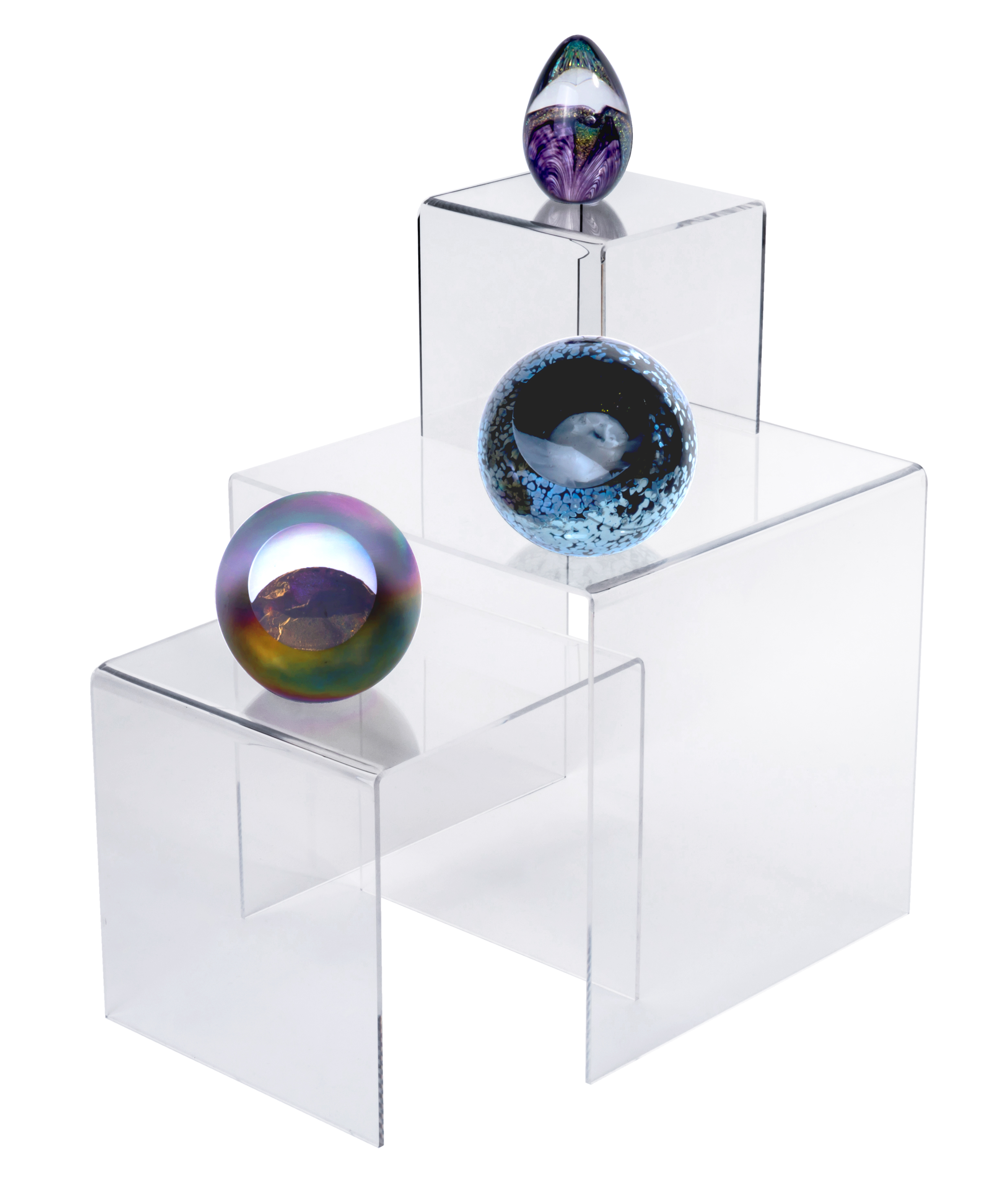 Set of 3 Clear Acrylic Showcase Display Stand Risers, 1/8" Thick 4