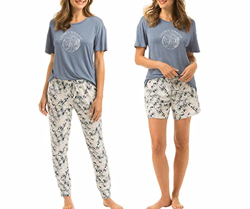 Juego de pijama, camiseta, corto y pantalón de 3 piezas para mujer Lucky Brand - Imagen 7 de 9