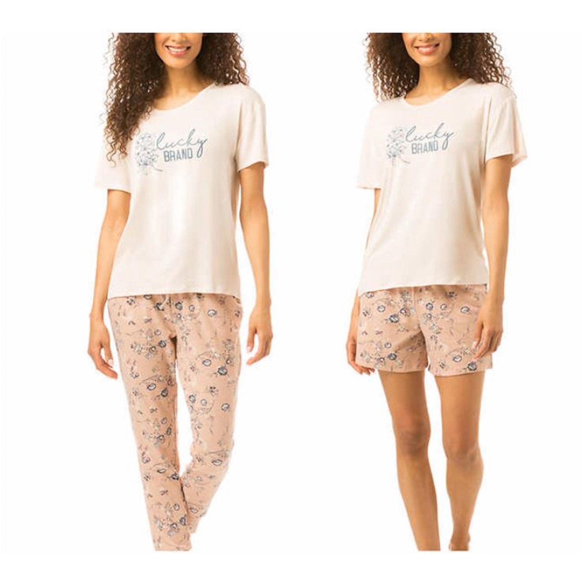 Juego de pijama, camiseta, corto y pantalón de 3 piezas para mujer Lucky Brand - Imagen 9 de 9