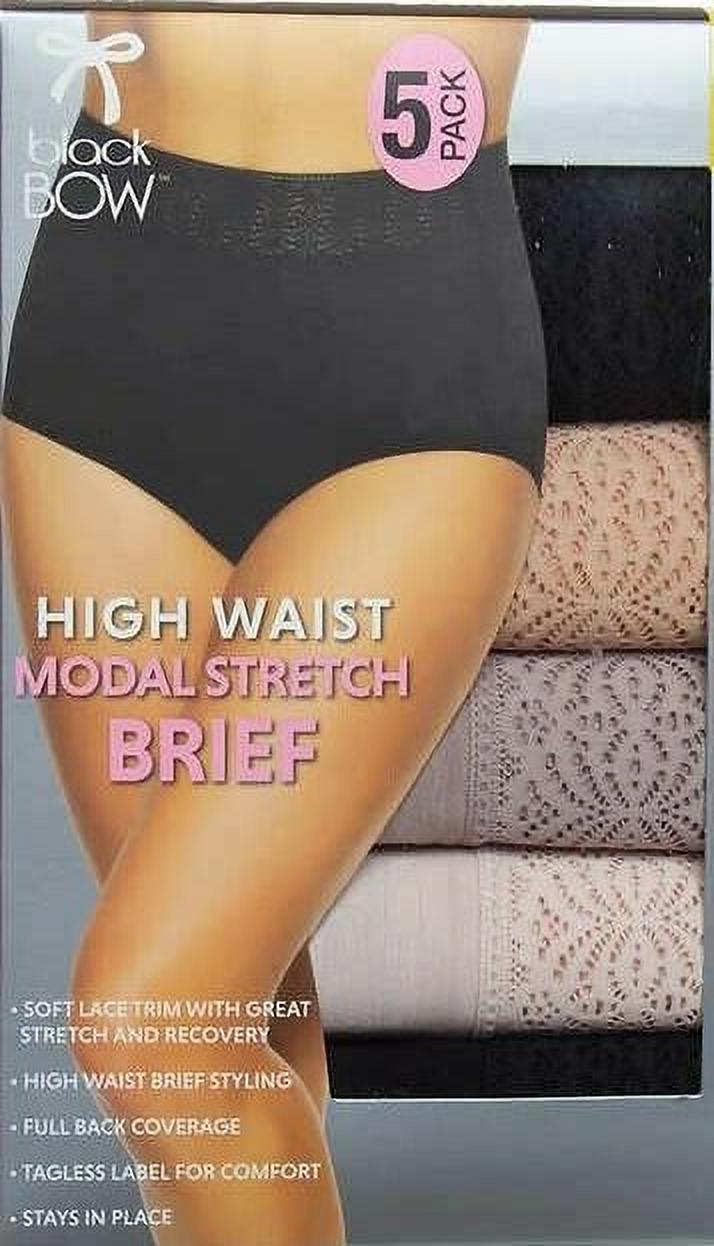 Black Bow Ladies' 5-Pack High Waist Modal Stretch Briefs with Lace - Picture 15 of 15