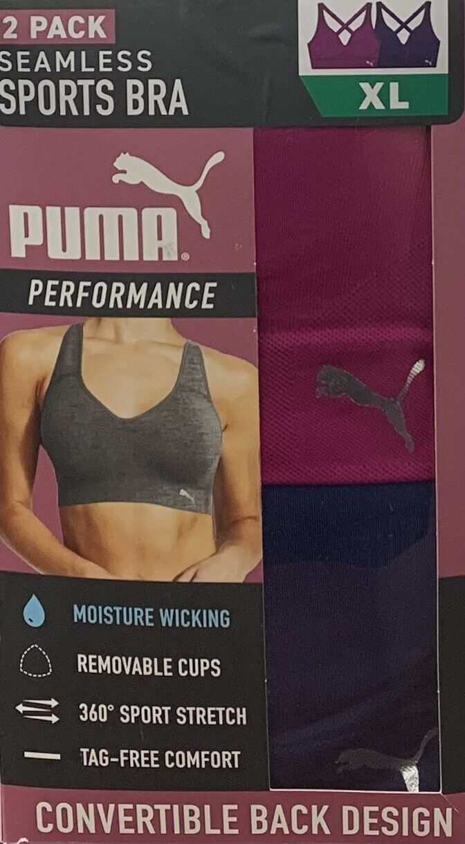 Paquete de 2 sujetadores deportivos para mujer Puma copas extraíbles sin costuras - Imagen 15 de 16
