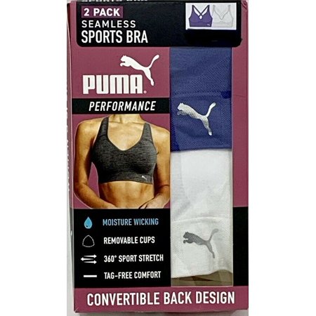 Paquete de 2 sujetadores deportivos para mujer Puma copas extraíbles sin costuras - Imagen 16 de 16