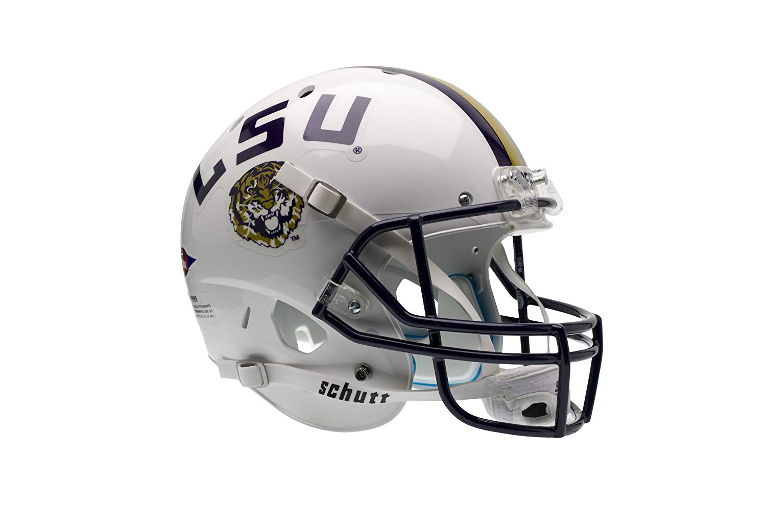 College Replica Helmets LSU Tigers Schutt White Replica Football Helmet