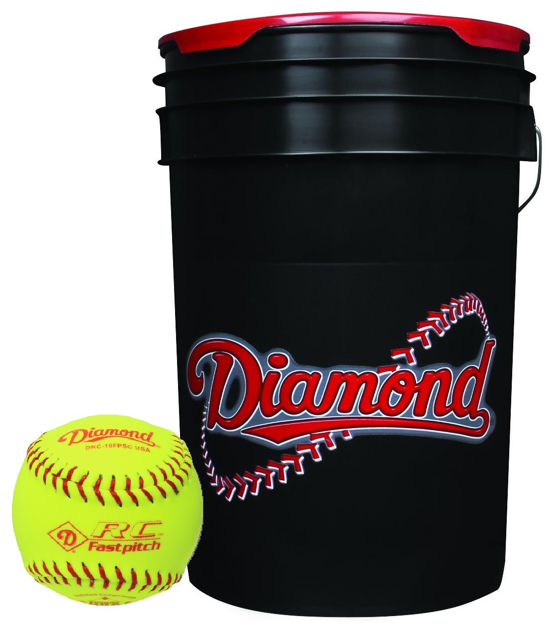 Diamond 10 inch Softball Black Bucket Combo with 18 DRC10 FPSC USA