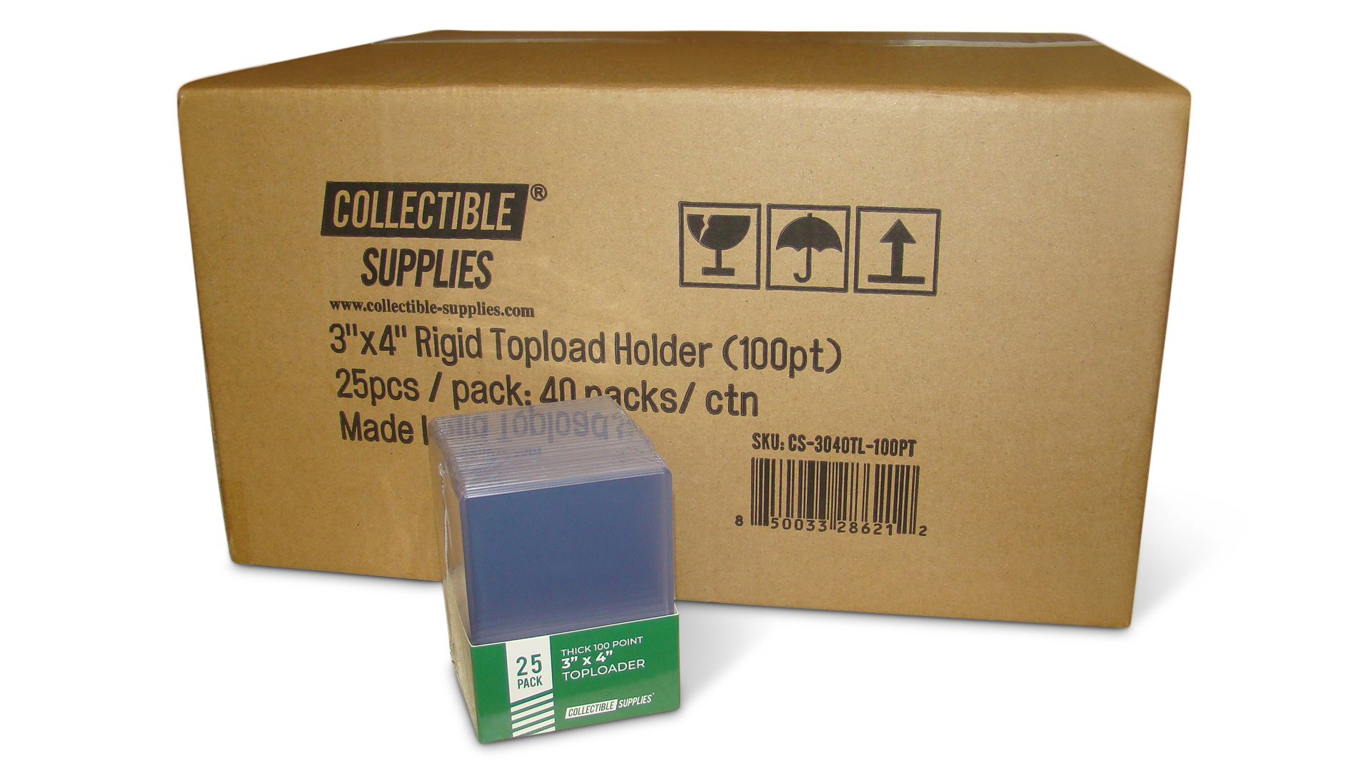 25 Pack 3x4 Inch Toploaders - 100 Point Thick (2.5mm) Clear Card Protectors For Trading Cards