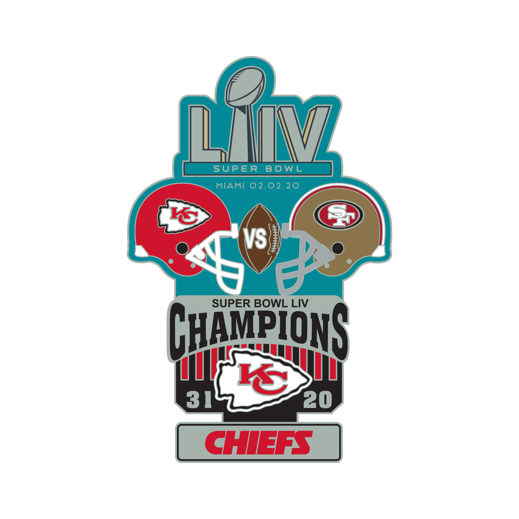 Super Bowl LIV 54 Commemorative Historical Lapel Pin Kansas City Chiefs