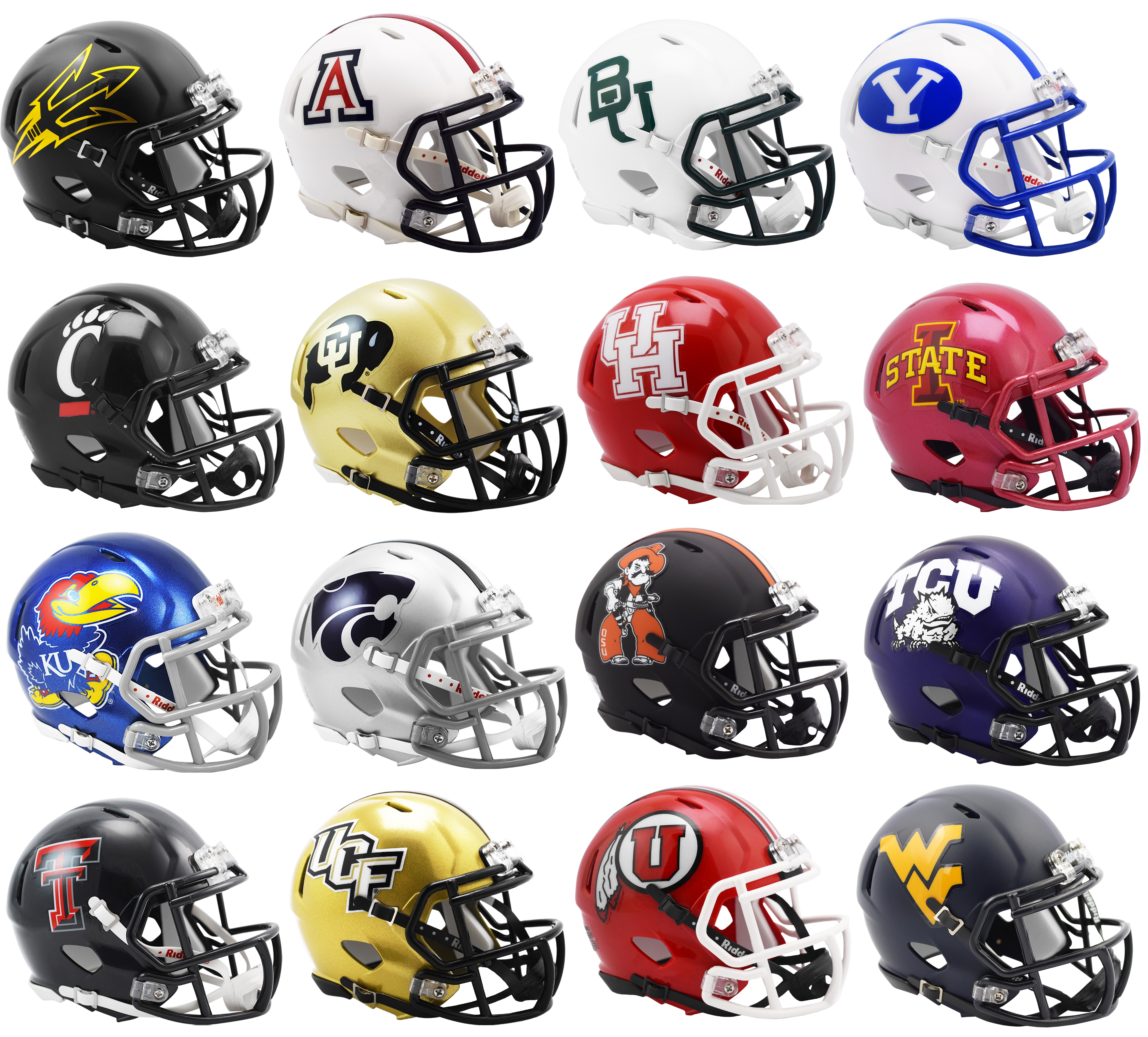 All 16 NCAA BIG 12 Twelve Conference Current Riddell SPEED Mini