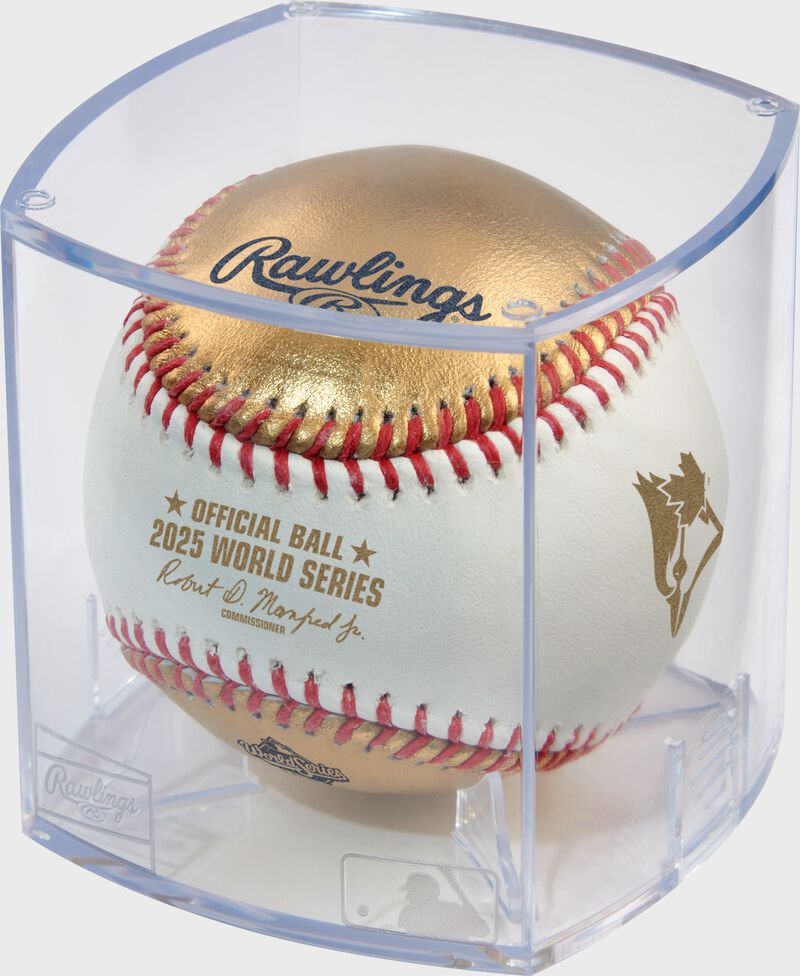 2025 Official World Series Gold Dueling Baseball Cubed Blue Jays