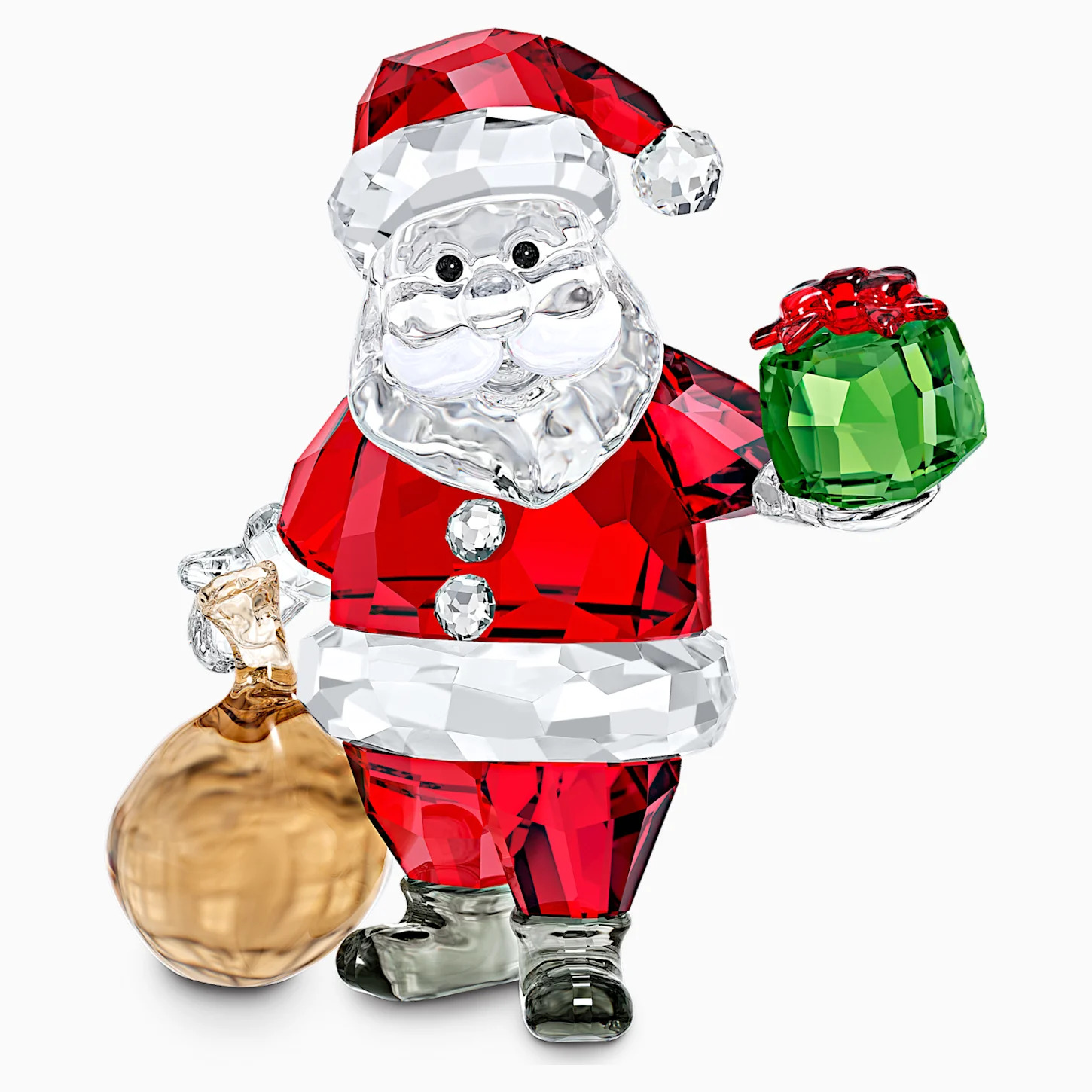 Swarovski Crystal Santa Claus with Gift Bag Figurine Decoration, Red