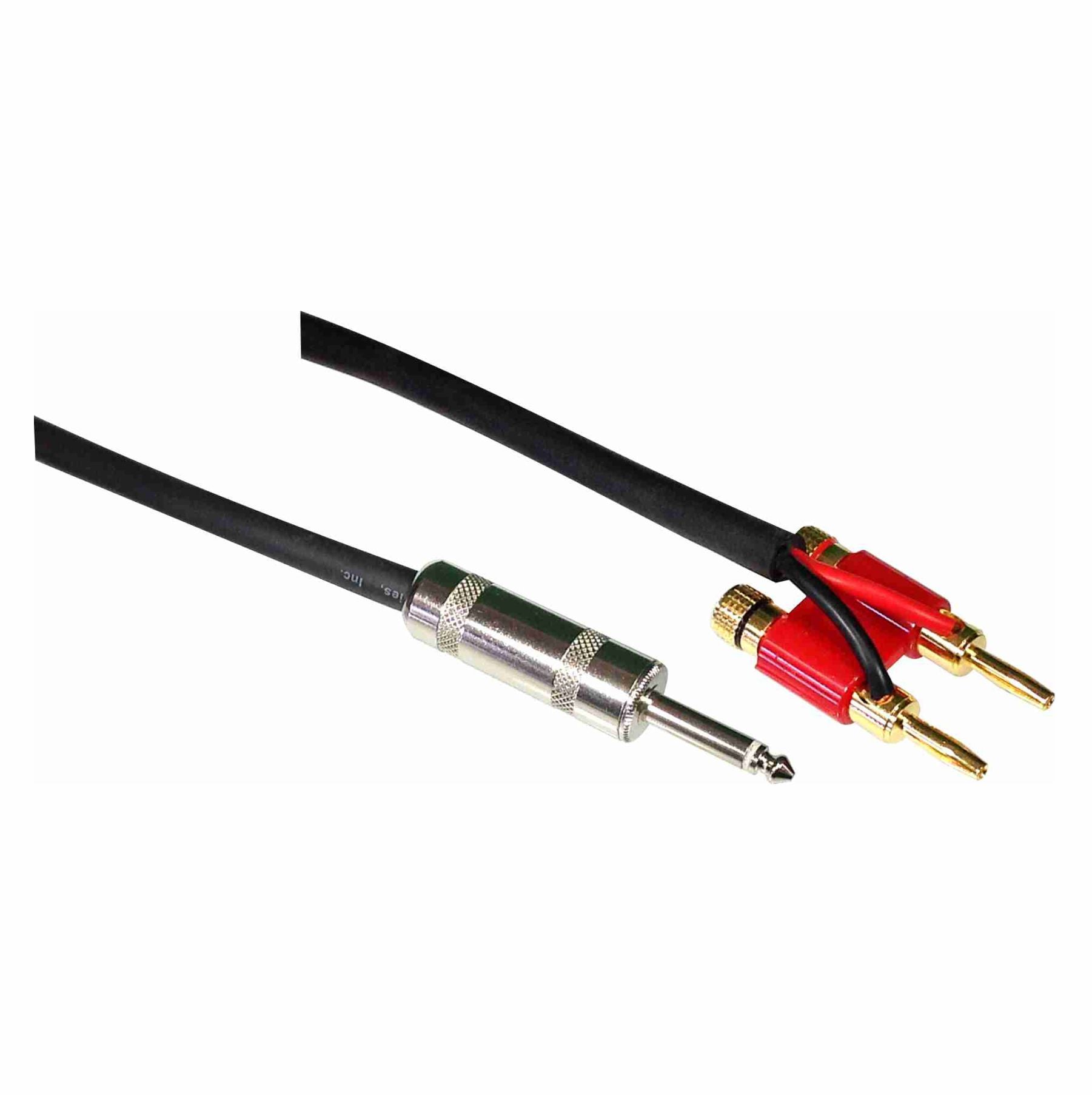 1/4 inch to Dual Banana 2 Conductor, 12 awg Pro Audio Speaker Cable