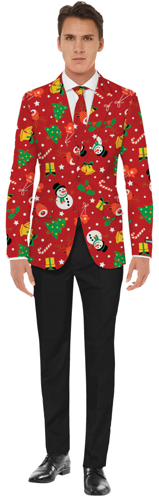 Men's Red Icon Christmas Jacket & Tie | eBay