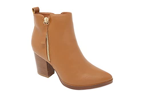 TOP Moda Jade-88 Women's Zip up Stacked Low Heel Ankle Booties - Bild 8 von 8