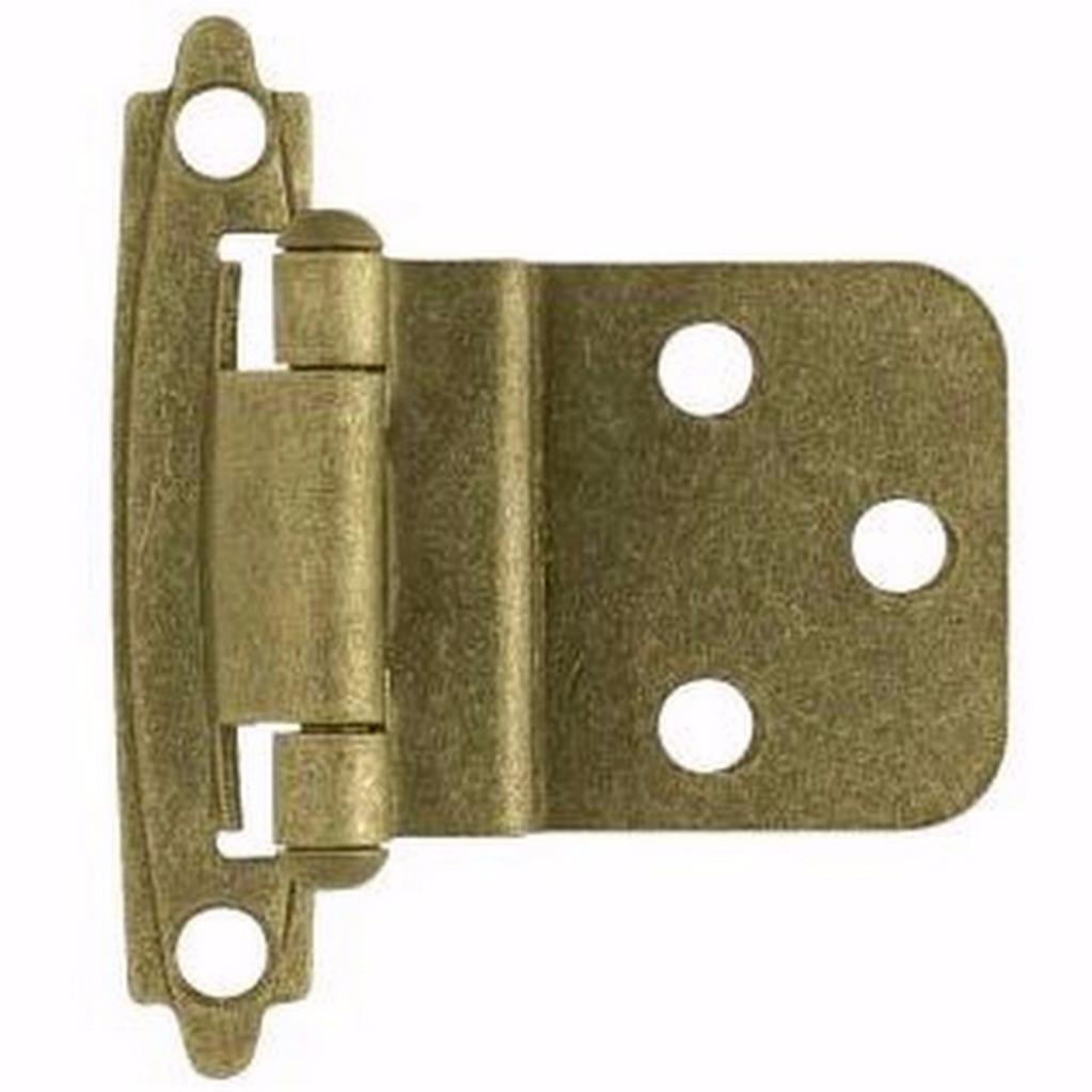 (2) Antique Brass 3/8" Inset Hinges, SelfClosing, Brainerd