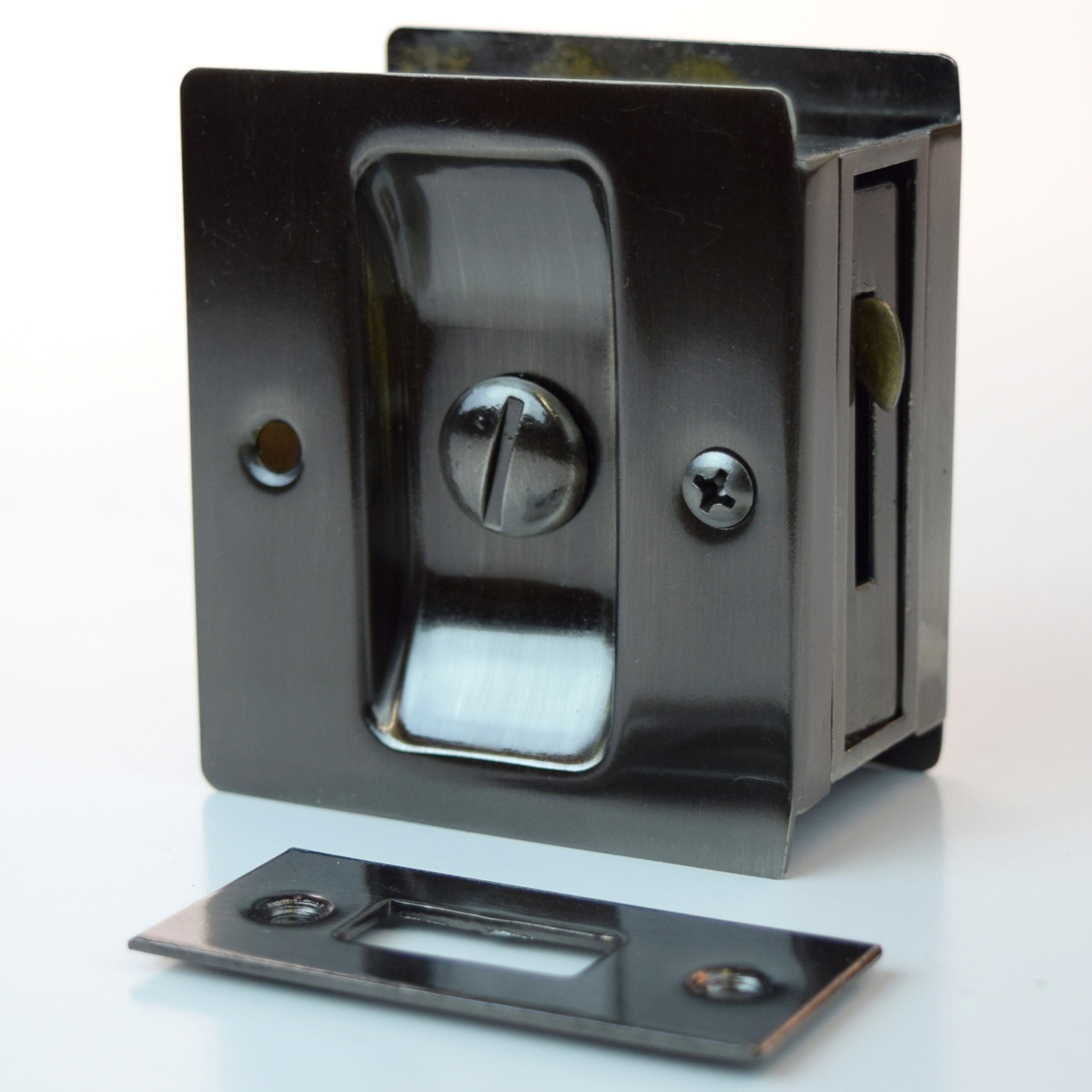 Deltana SDL25U15A Privacy Sliding Door Pocket Lock Pull, Antique Nickel