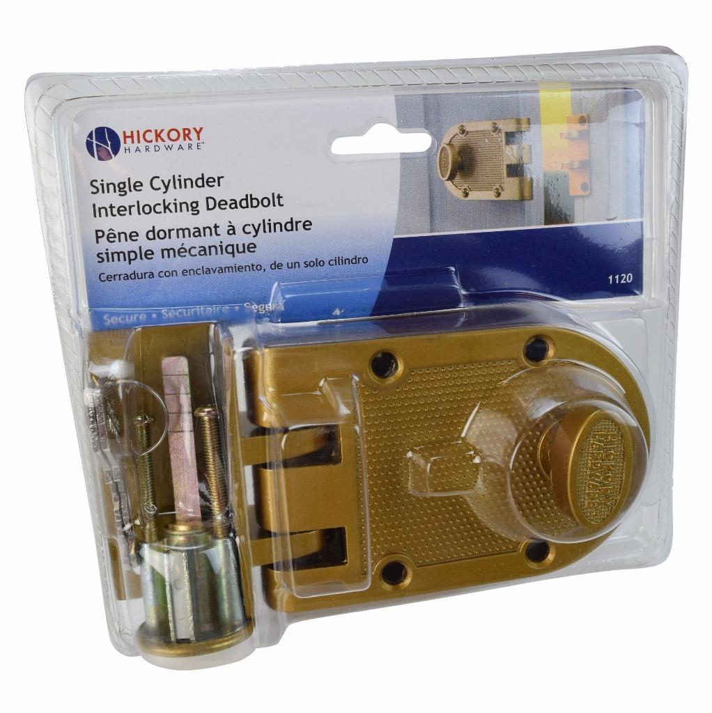 Hickory 1120 SingleCylinder Brass Interlocking Deadbolt, Keyed Entry