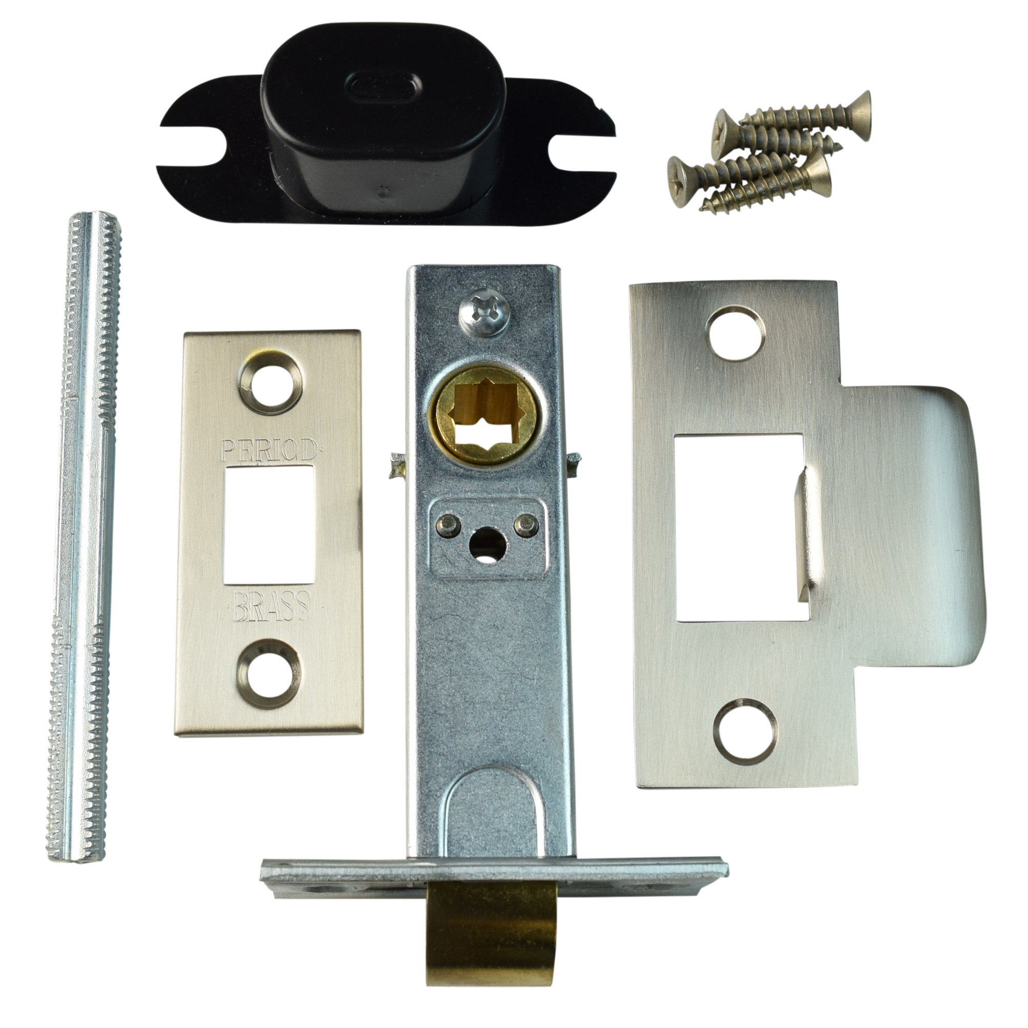 Period Brass Square PASSAGE Door Latch Kit & 7mm Threaded Spindle