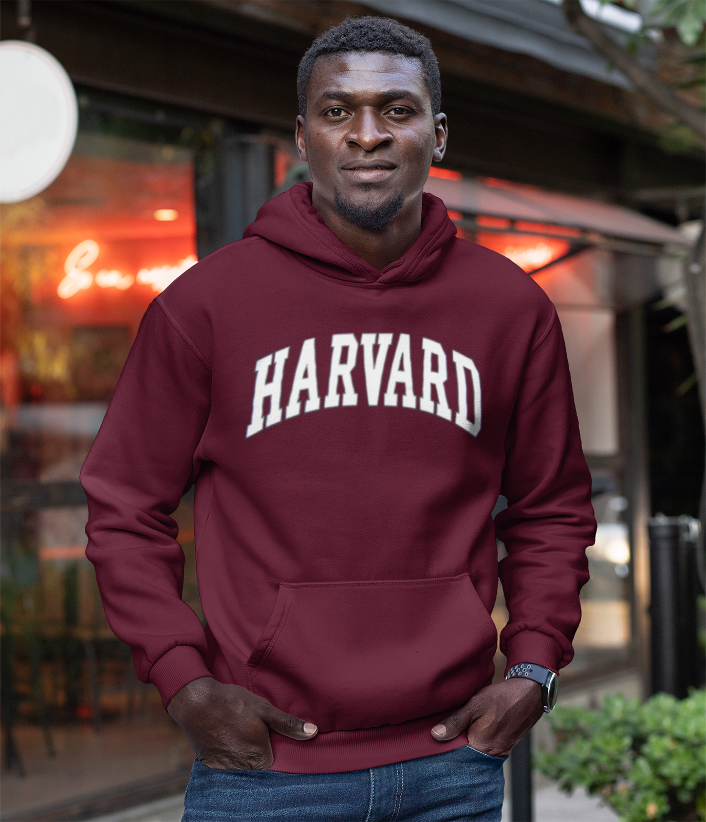 Sweat-shirt Homme Harvard University Veritas - Rouge, Coupe Classique, 100% Coton, Licence Officielle