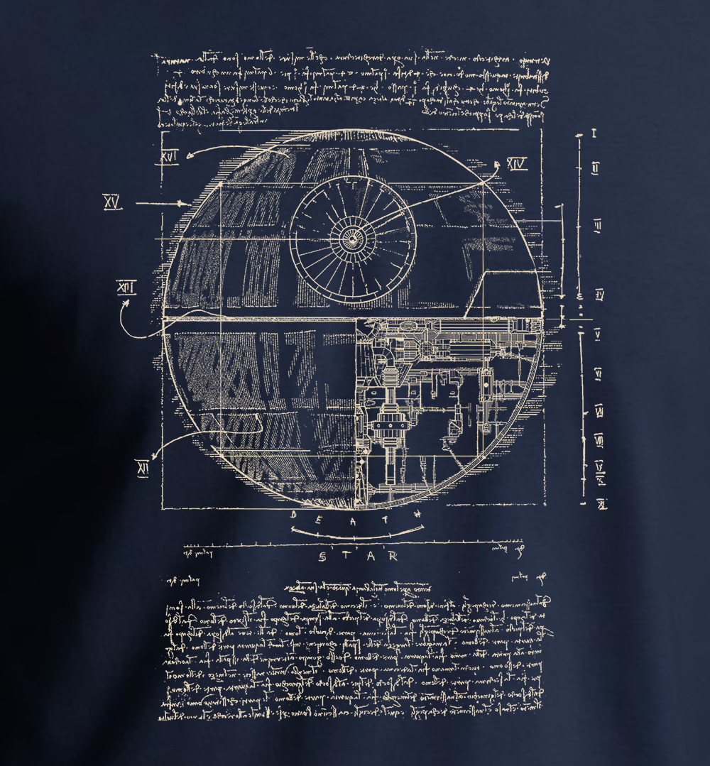Vitruvian Leonardo Death Star T-Shirt Space SciFi Police Box Dalek Da Vinci - Picture 8 of 26