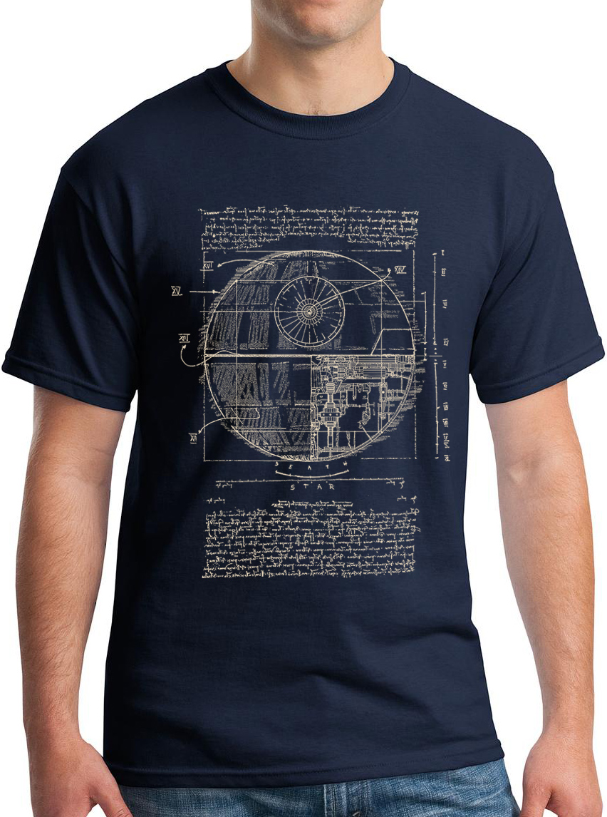 Vitruvian Leonardo Death Star T-Shirt Space SciFi Police Box Dalek Da Vinci - Picture 7 of 26