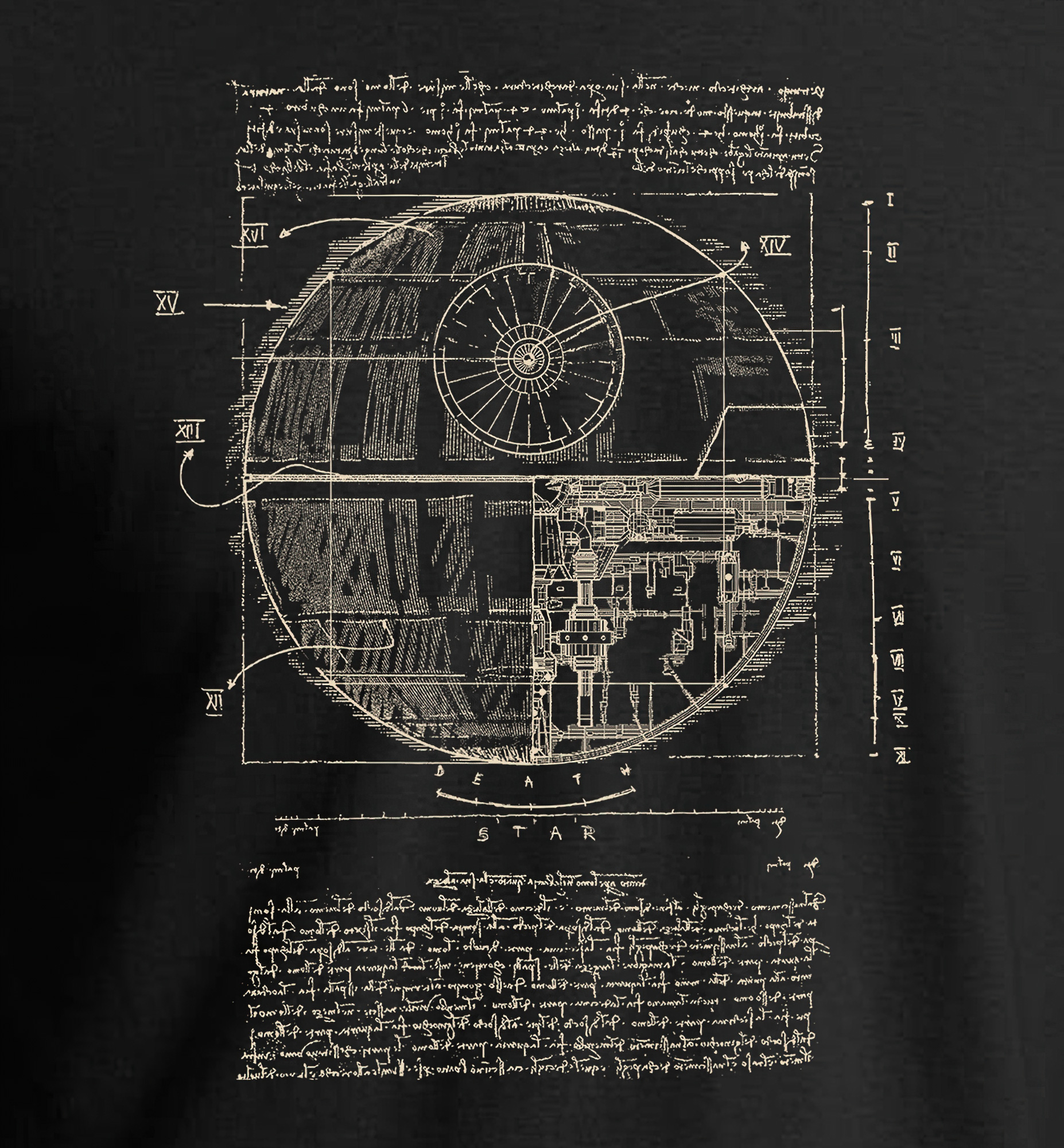 Vitruvian Leonardo Death Star T-Shirt Space SciFi Police Box Dalek Da Vinci - Picture 4 of 26