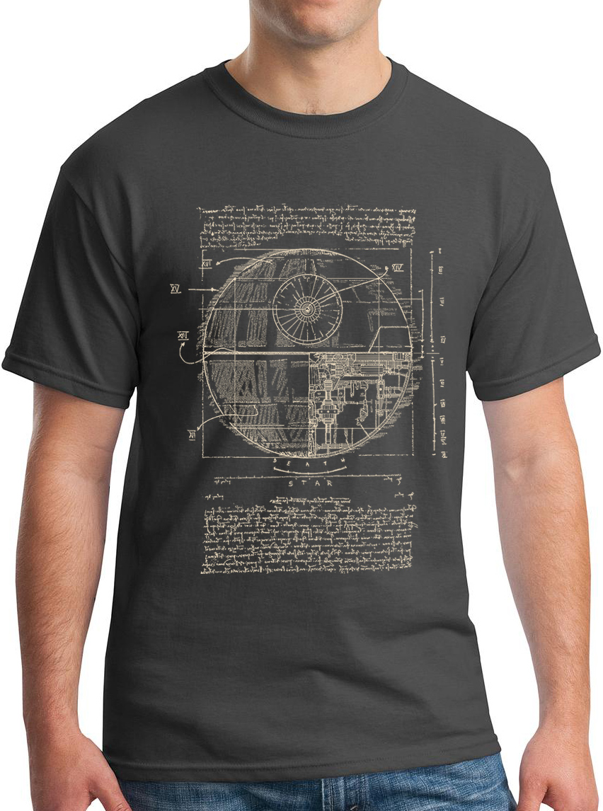 Vitruvian Leonardo Death Star T-Shirt Space SciFi Police Box Dalek Da Vinci - Picture 11 of 26