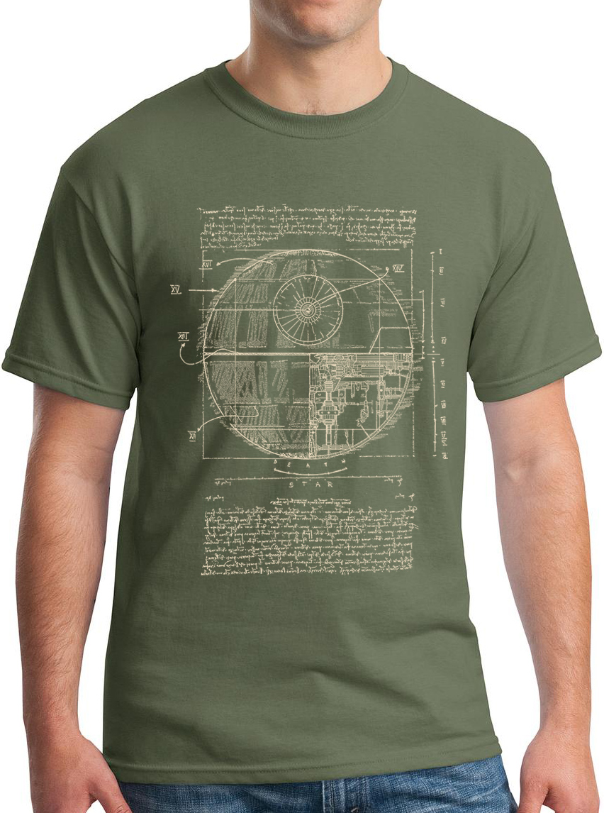 Vitruvian Leonardo Death Star T-Shirt Space SciFi Police Box Dalek Da Vinci - Picture 19 of 26