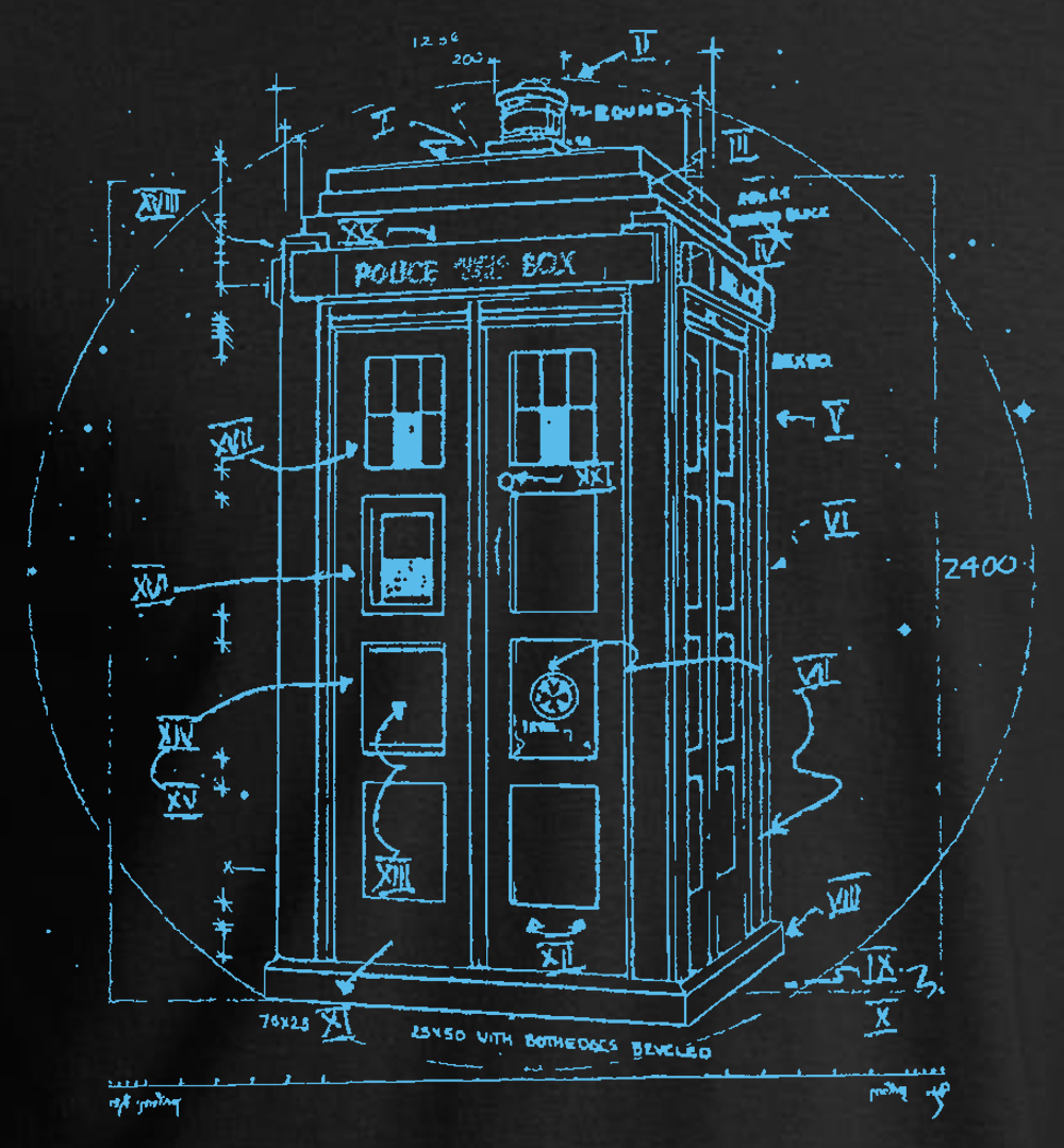Doctor Dr Vitruvian Police Call Box Da Vinci T-Shirt Retro SciFi Dalek TV Cult - Picture 4 of 14