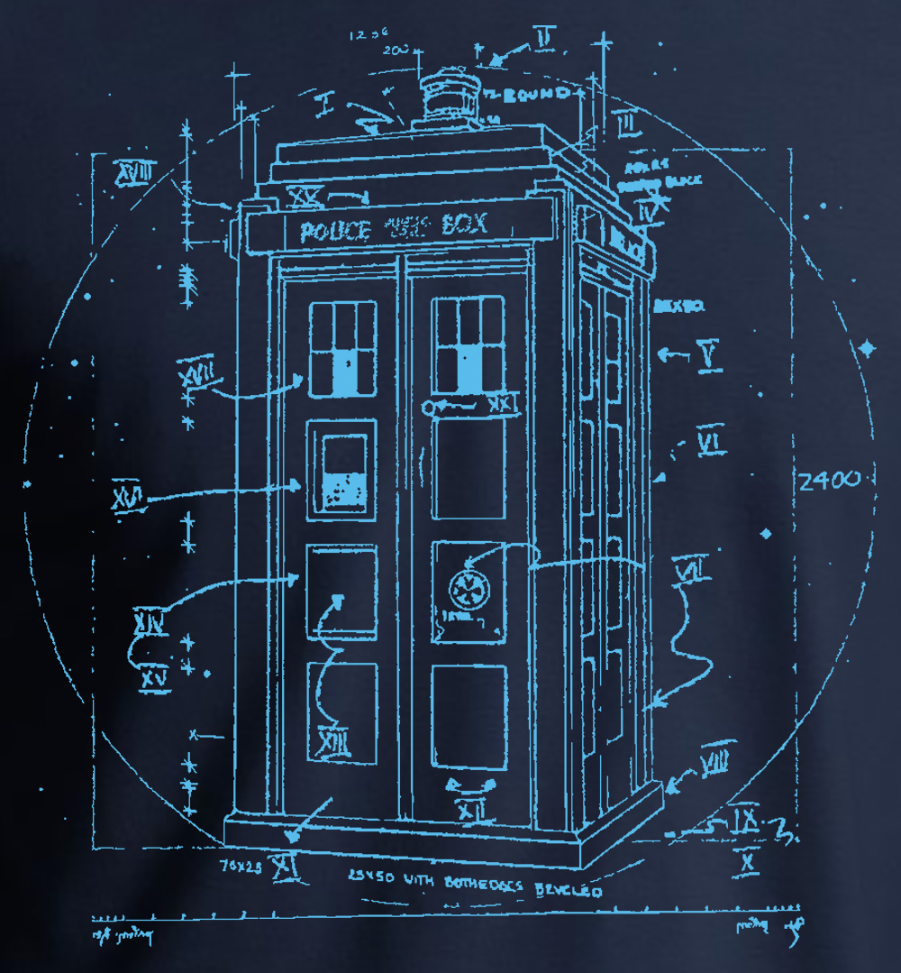 Doctor Dr Vitruvian Police Call Box Da Vinci T-Shirt Retro SciFi Dalek TV Cult - Picture 8 of 14