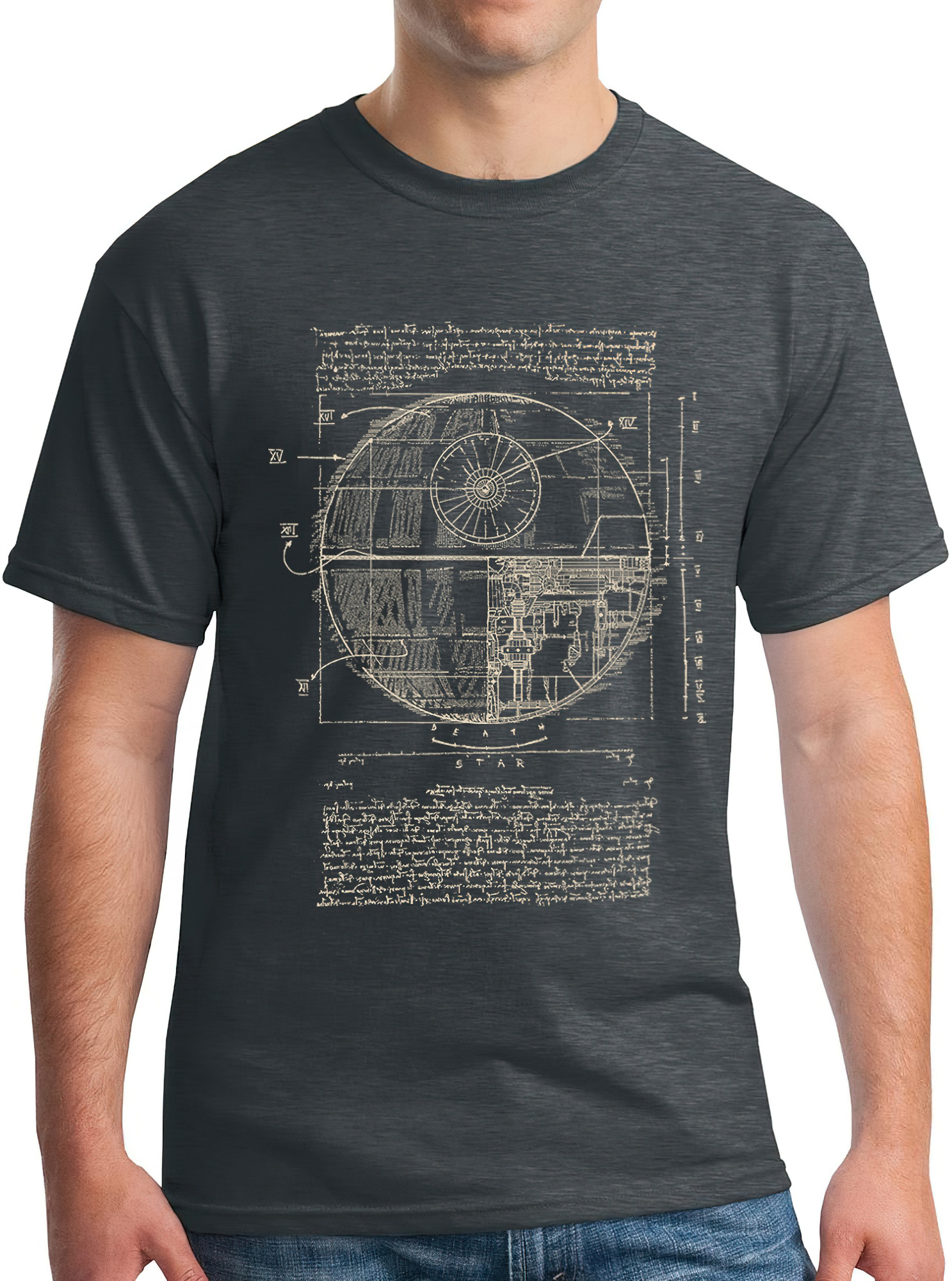 Vitruvian Leonardo Death Star T-Shirt Space SciFi Police Box Dalek Da Vinci - Picture 23 of 26