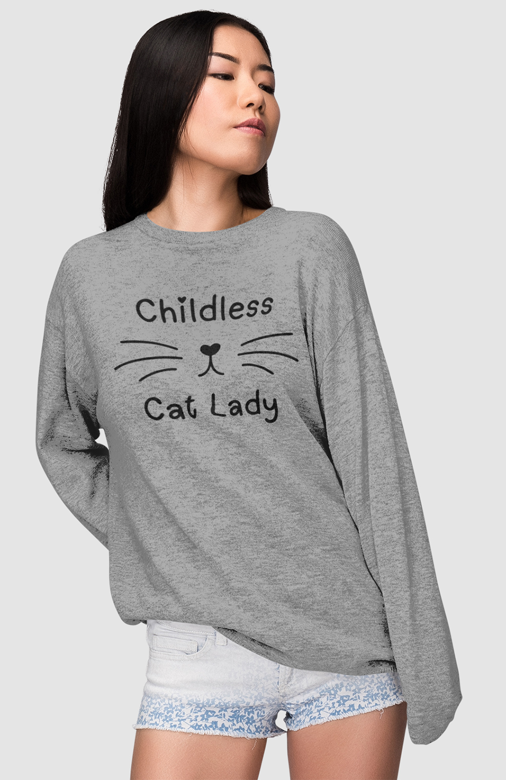 Childless Cat Lady Fleece Sweatshirt Sweater Top for Women - Picture 8 of 16