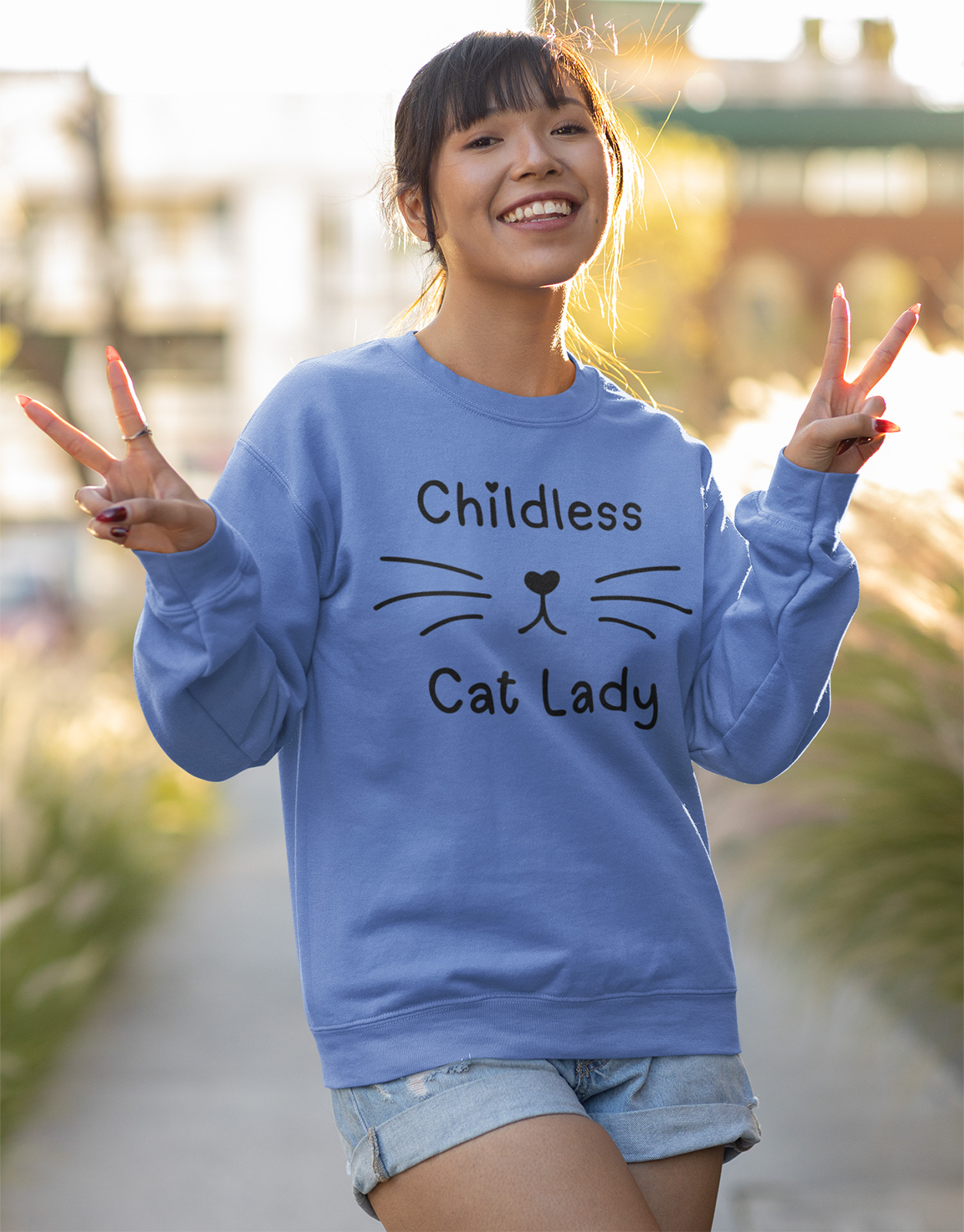 Childless Cat Lady Fleece Sweatshirt Sweater Top for Women - Picture 15 of 16