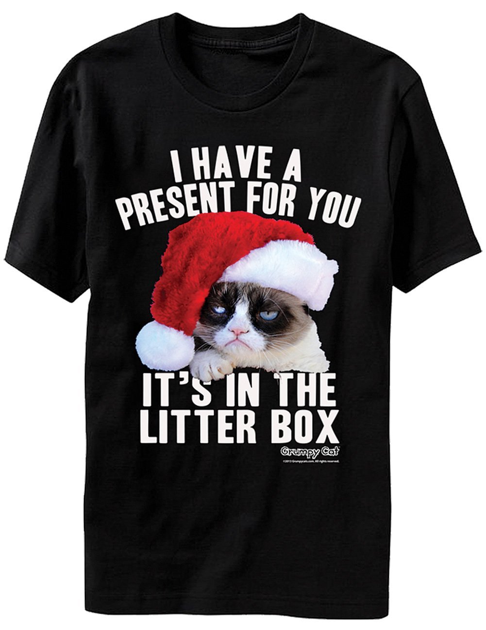 Grumpy Cat T-Shirt I Have A Present For You It’s In The Litter Box Meme TV Show