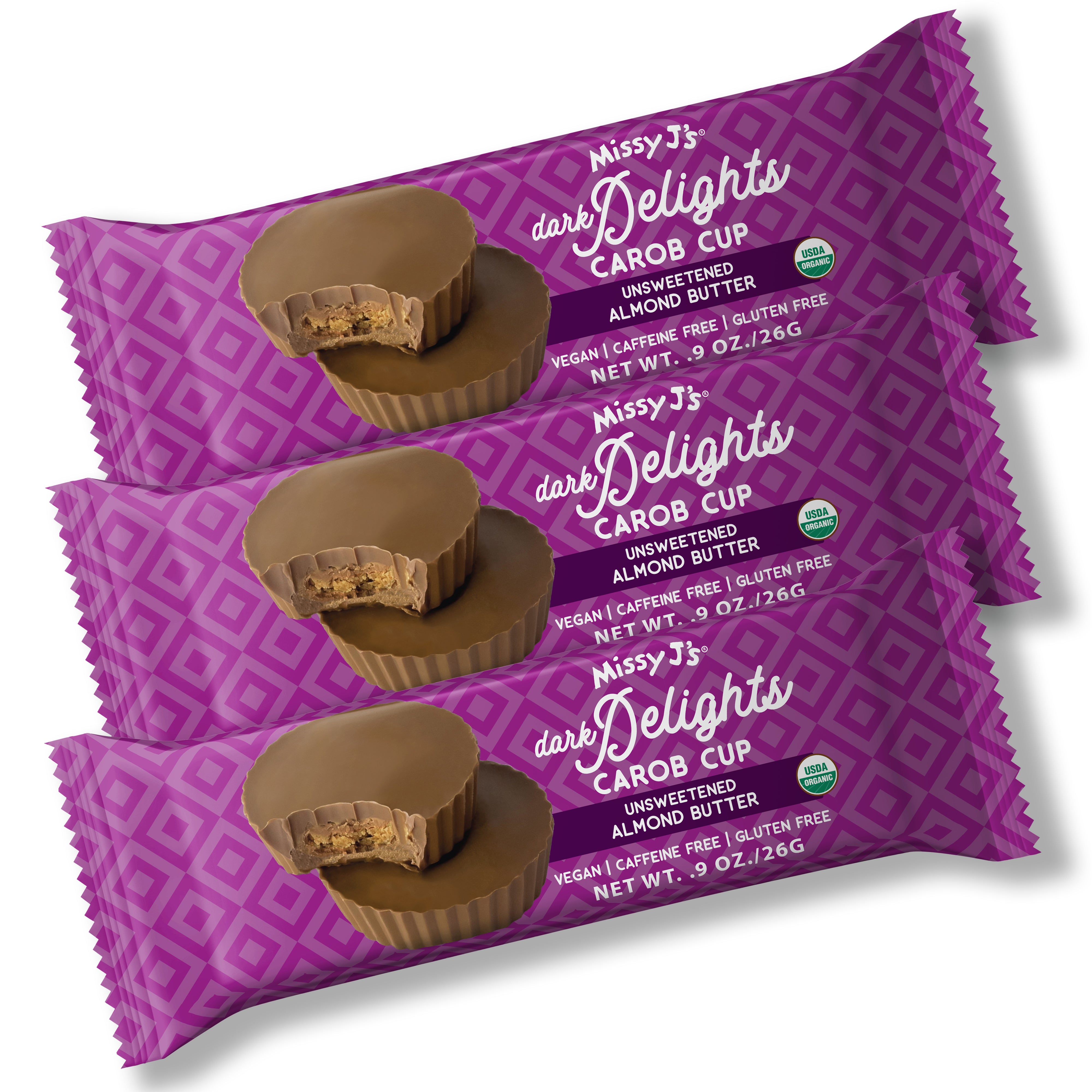 Missy J’s Organic Carob Dark Delights Unsweetened Almond Cups, Perfect for Treat
